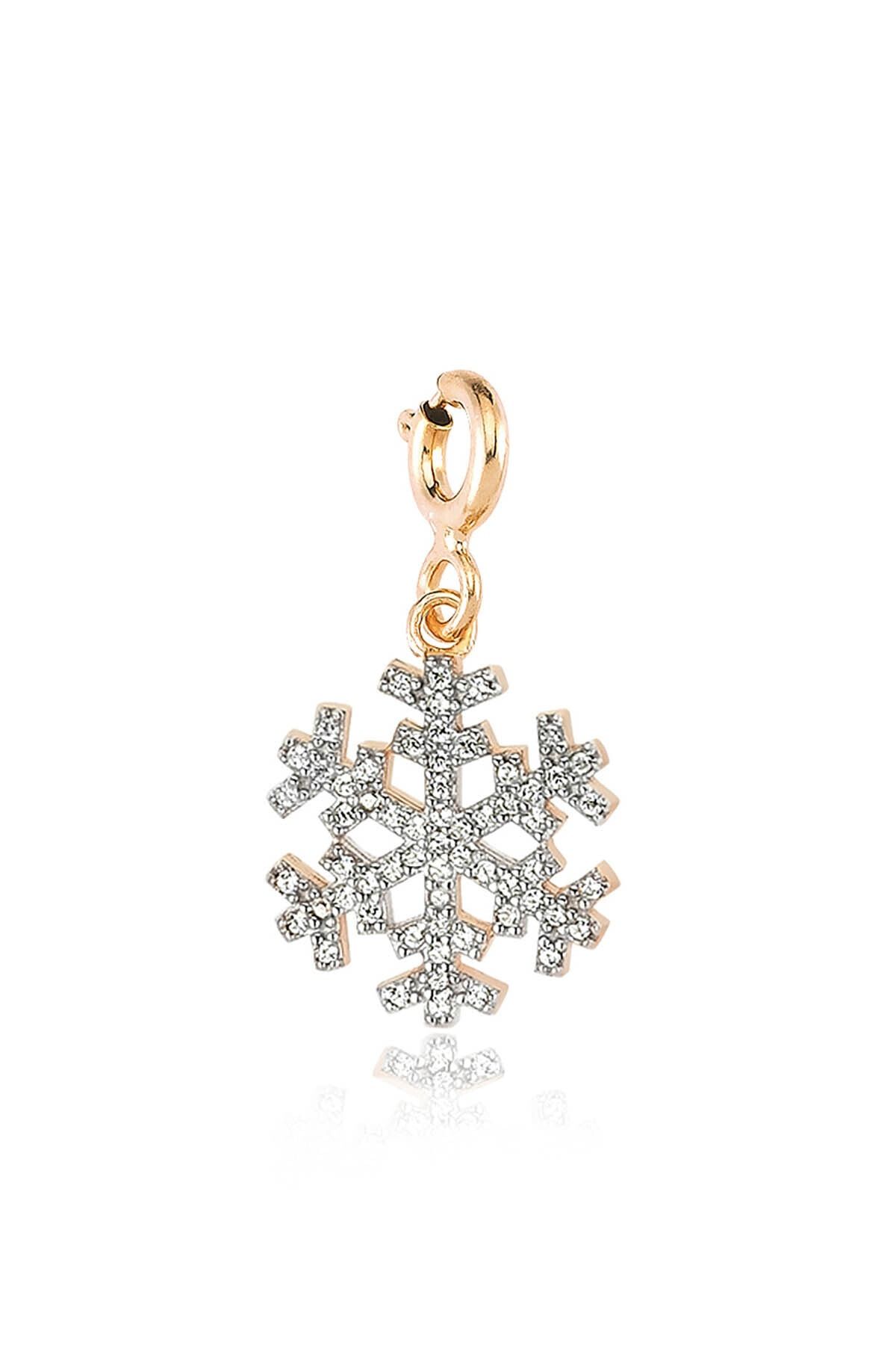Valori Jewels Kar Tanesi, Zirkon Beyaz Taşlı, Rose Gümüş Charm