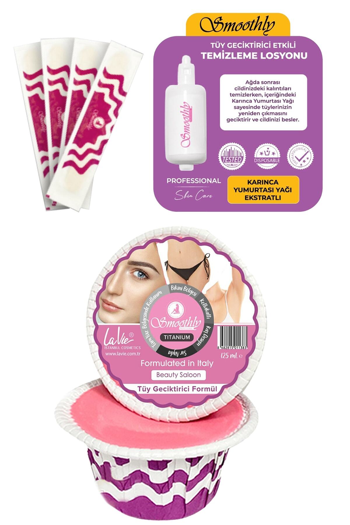 Smoothly 2 Parça Pudralı Soyulabilen Mini Kalıp Ağda + Ağda Losyonu + Spatula Seti