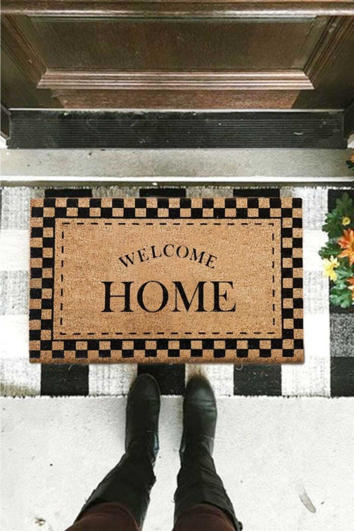 DefLife Home Welcome Home Siyah Kapı Önü Koko Paspas