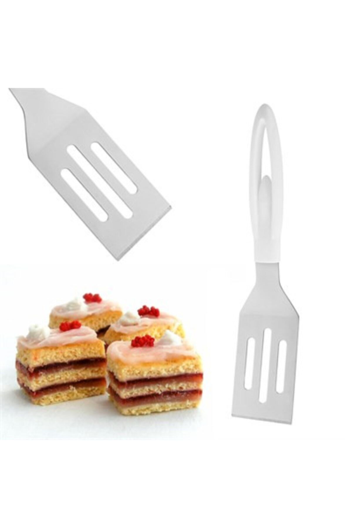 Çokuygunuz Esnek Balerin Tasarım Saplı Metal Pasta Kek Sunum Kepçesi Spatula