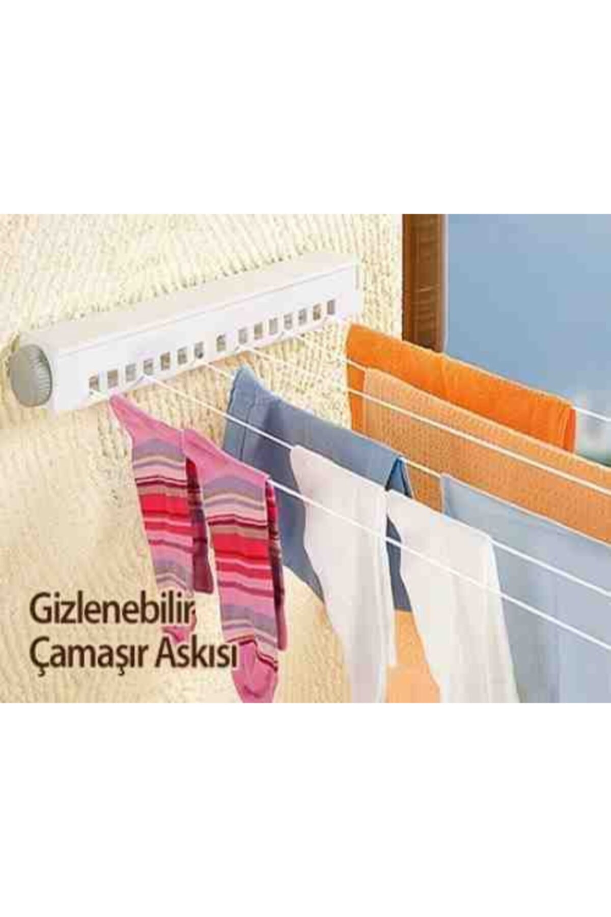 Çokuygunuz 4 Ipli Banyo Balkon Çamaşır Kurutma Askılığı Montajlı Toplanabilir