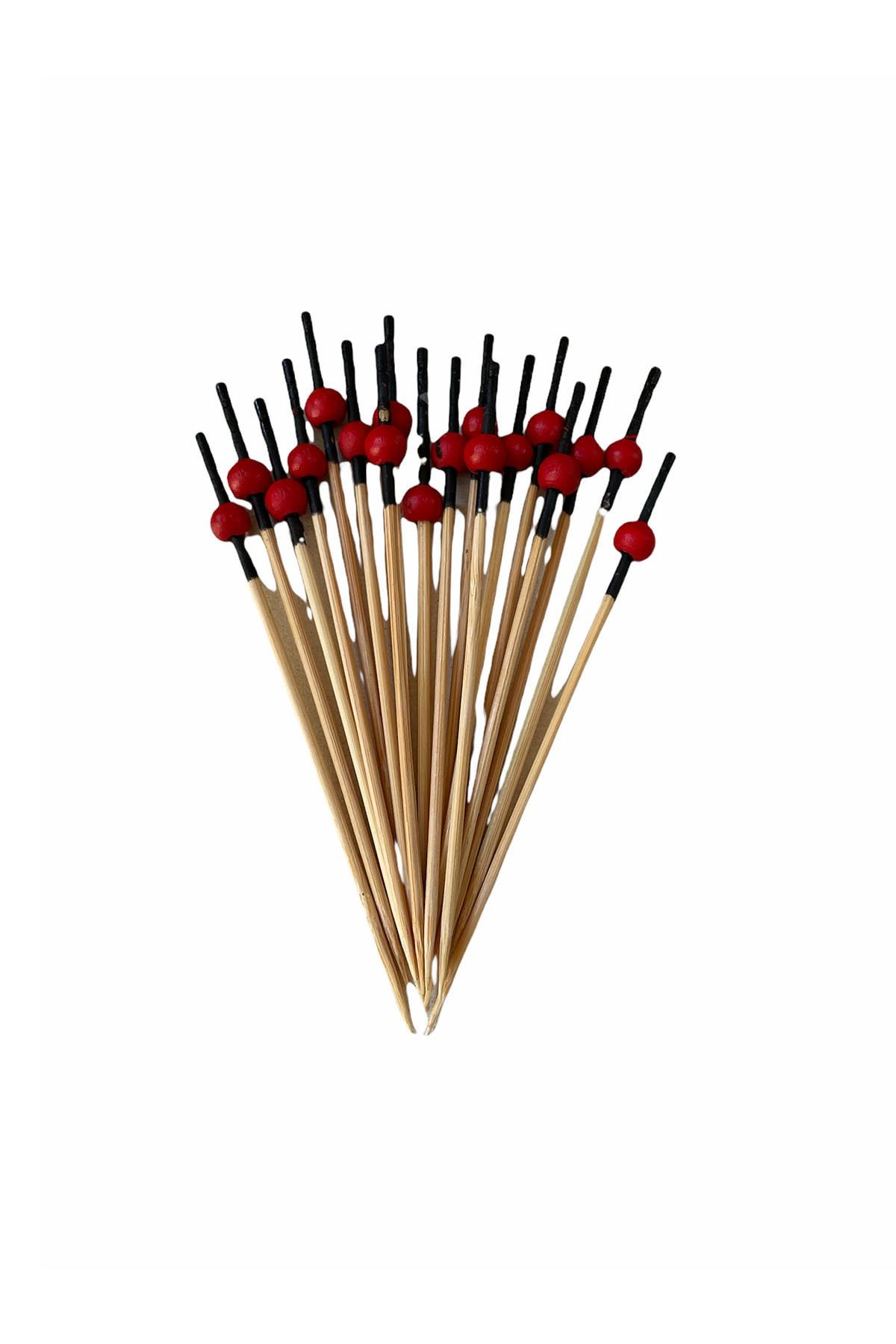 Filpa 100 Adet Bambu Kokteyl Kürdan - Kırmızı & Siyah - 10cm