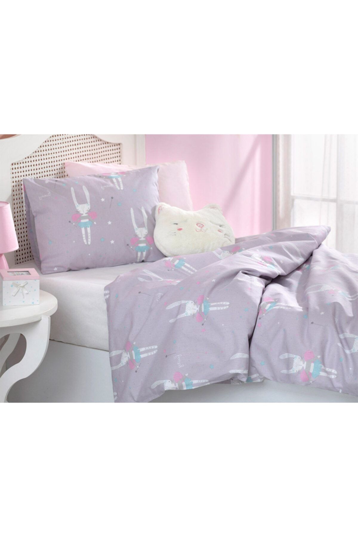 english home magic rabbit pamuklu bebek nevresim takimi 100x150 cm lila fiyati yorumlari trendyol