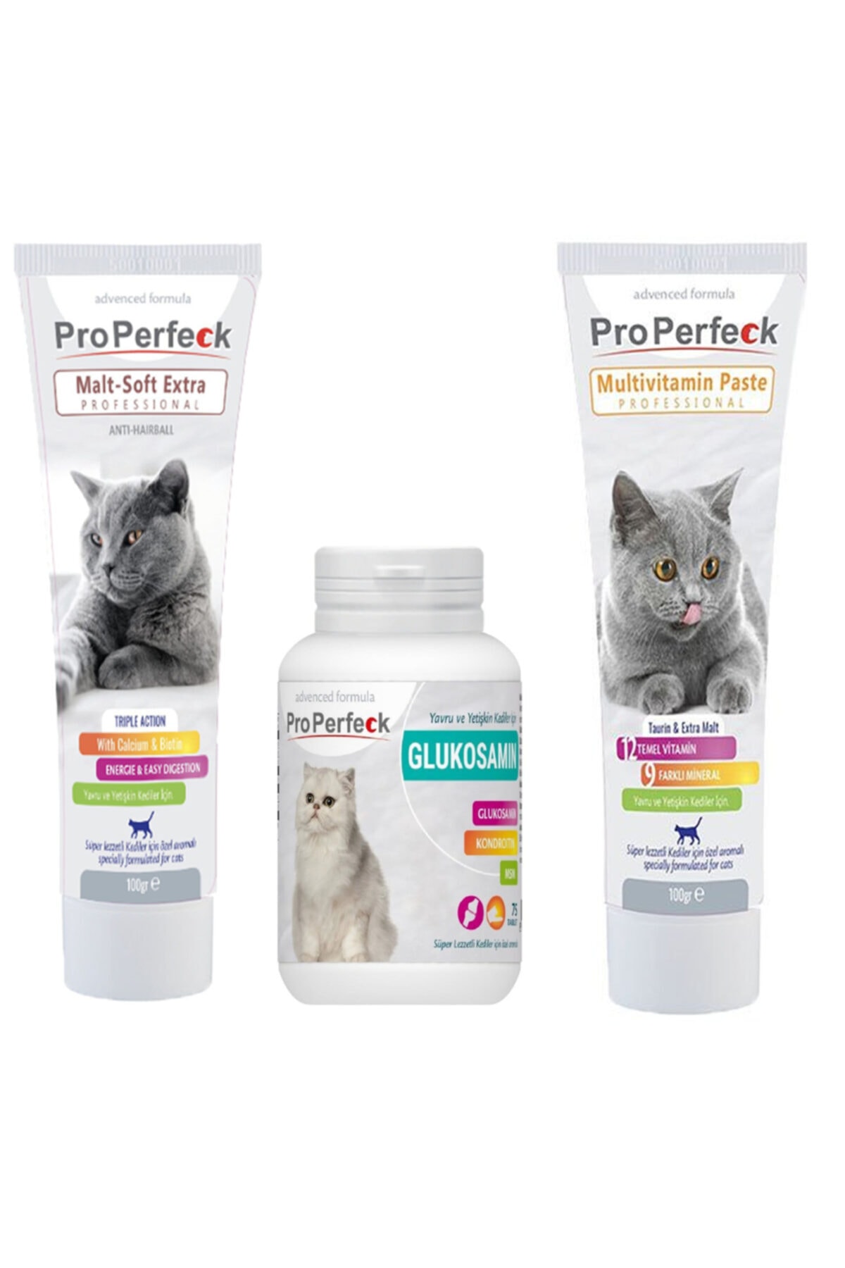 pro perfeck Malt Soft Extra 100 Gr + Multivitamin Paste 100 Gr + Glukosamın 75 Tablet