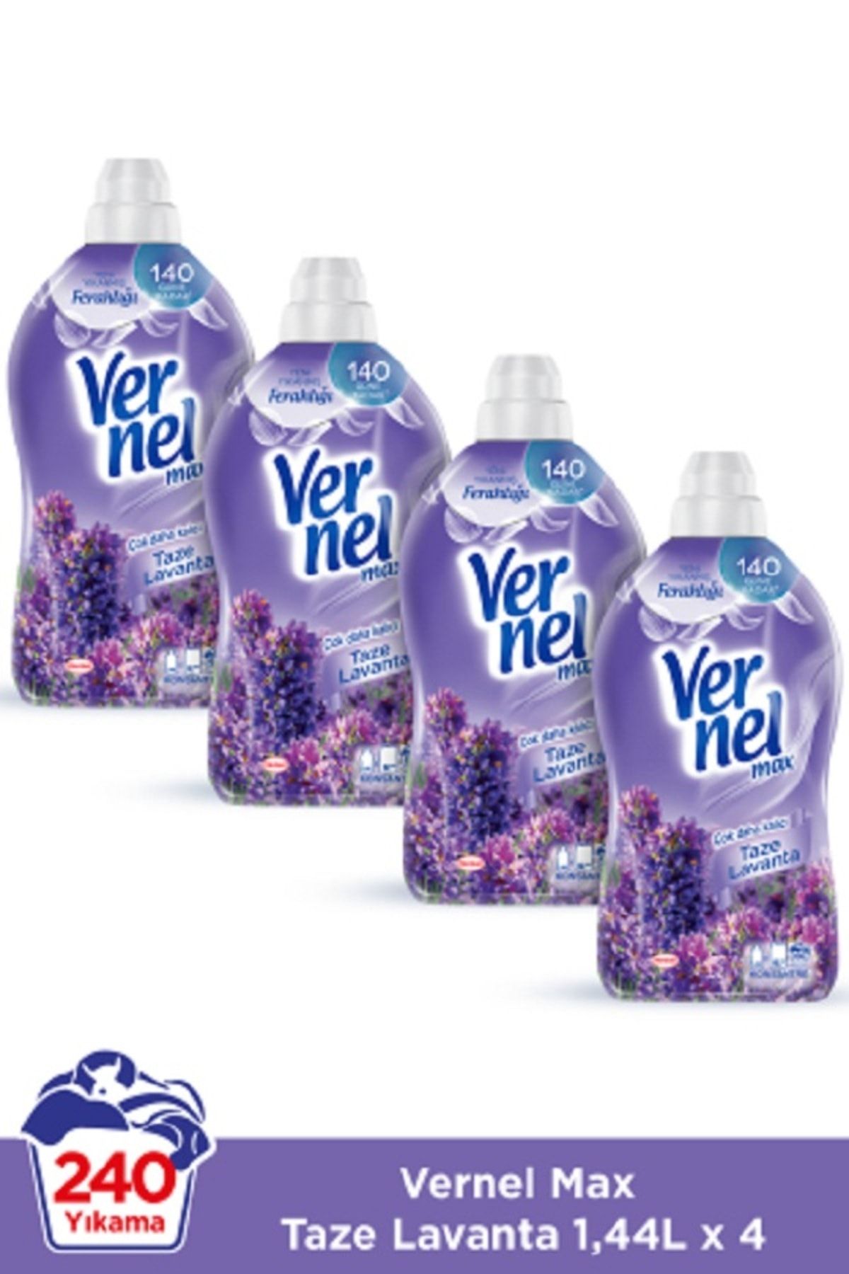 Vernel Max Konsantre Çamaşır Yumuşatıcısı 4 x 1440ml (240 Yıkama) Taze Lavanta