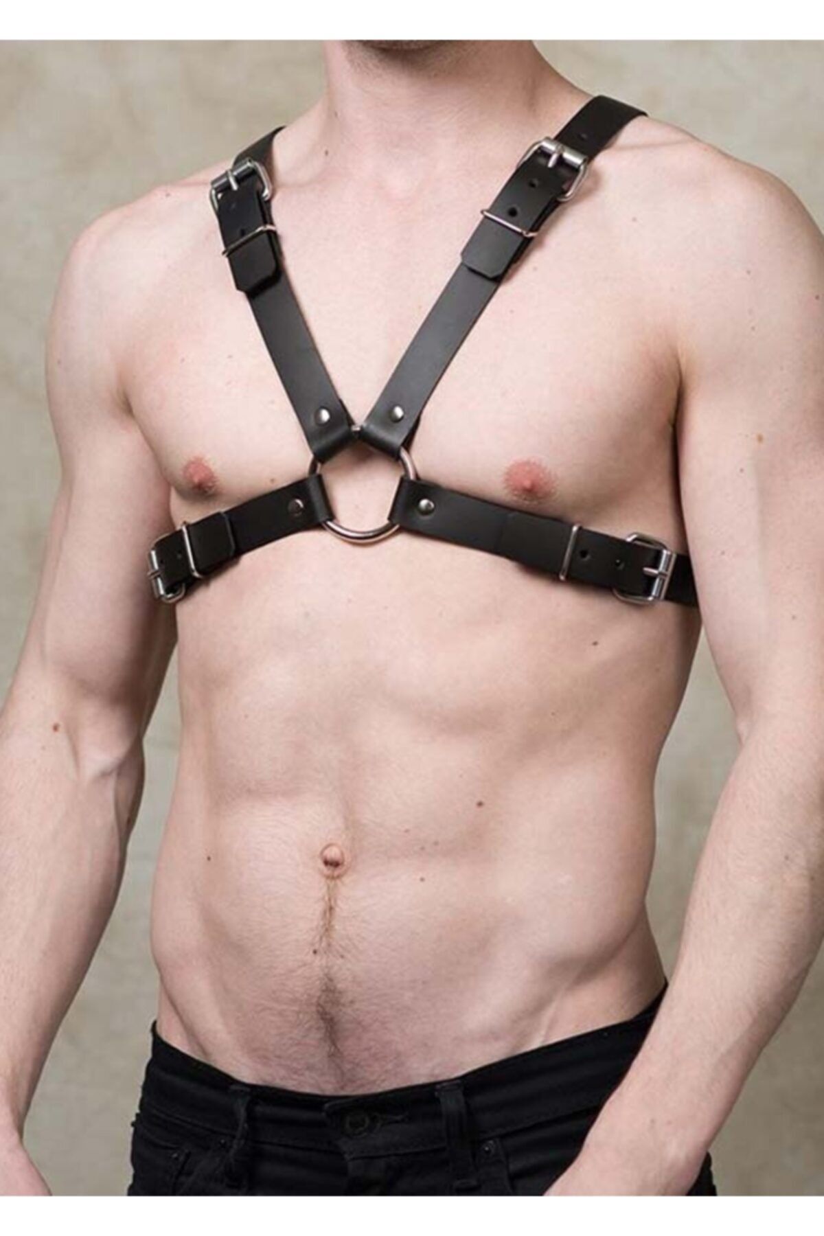 The She Deri İç Giyim Çapraz Erkek Göğüs Harness - Apftm43
