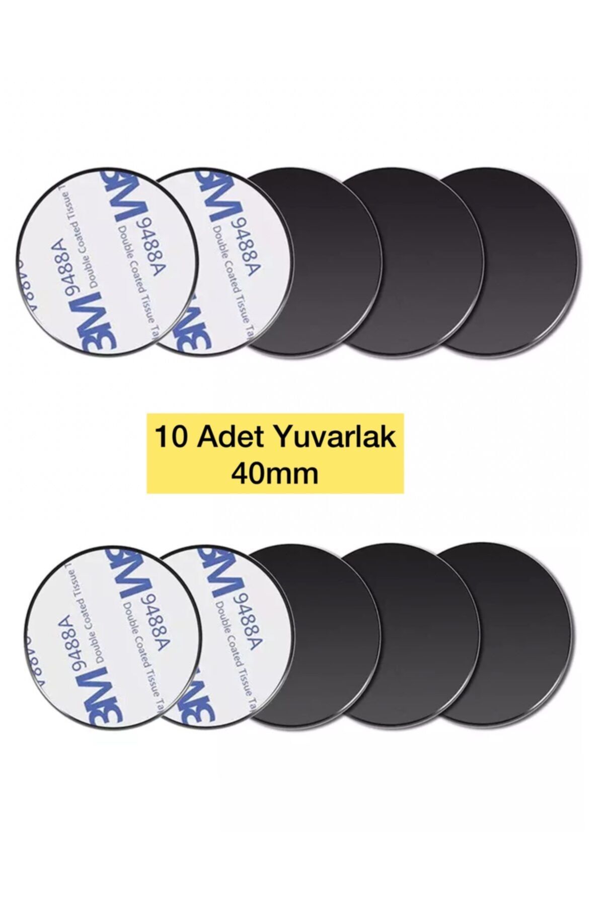 ucuzmi 3m Telefon Araç Içi Tutucu Stant 10 Adet Siyah Yuvarlak Metal Plaka Mıknatıslı Tutucular Saç Seti