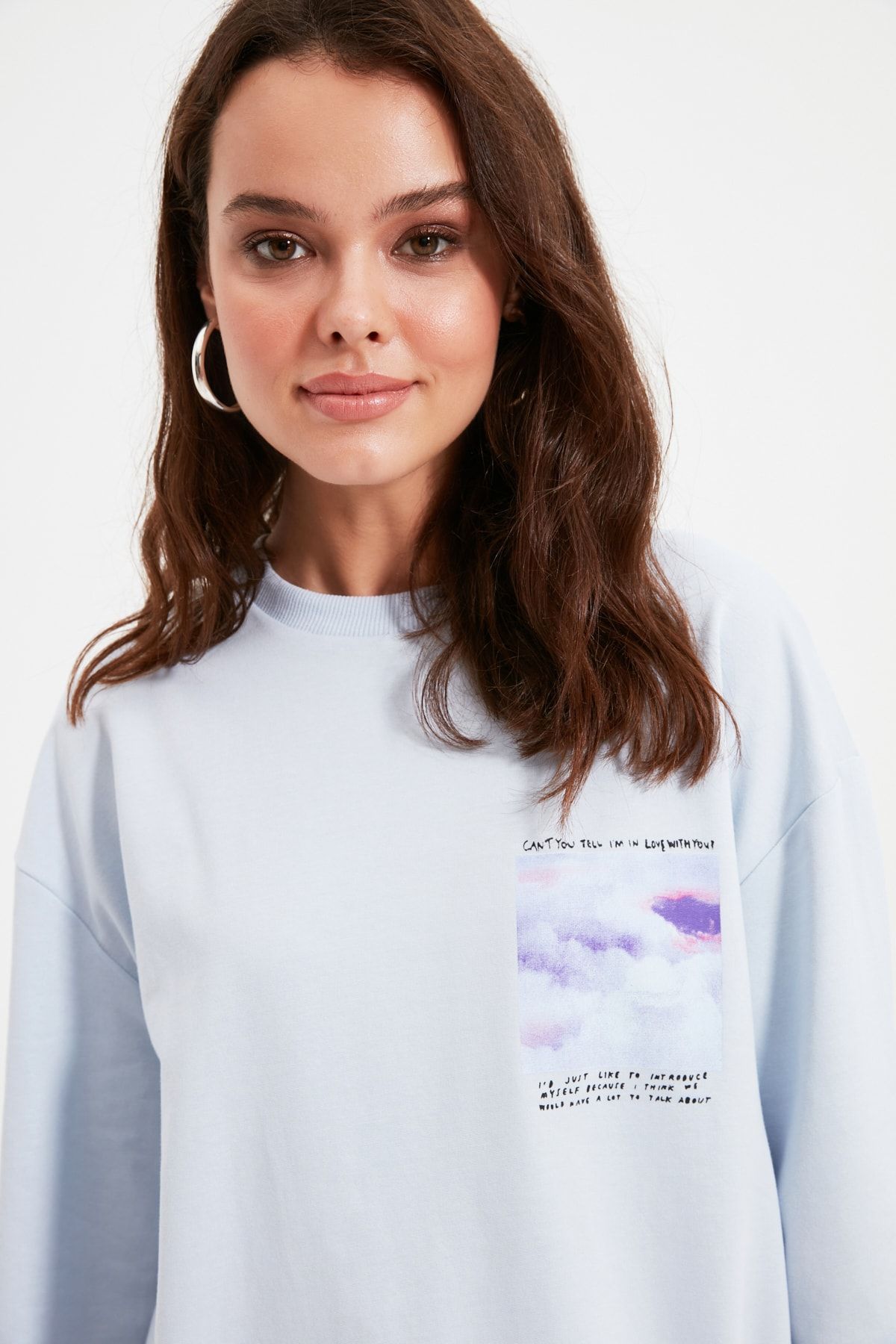 Trendyol Modest Mavi Örme Sweatshirt TCTAW22TW0043