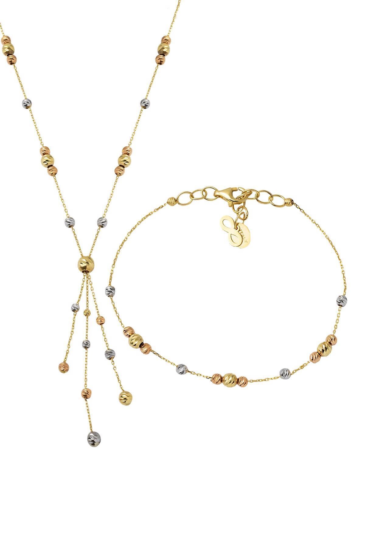 Bilezikci Püsküllü Dorika 14 Ayar Altın Set