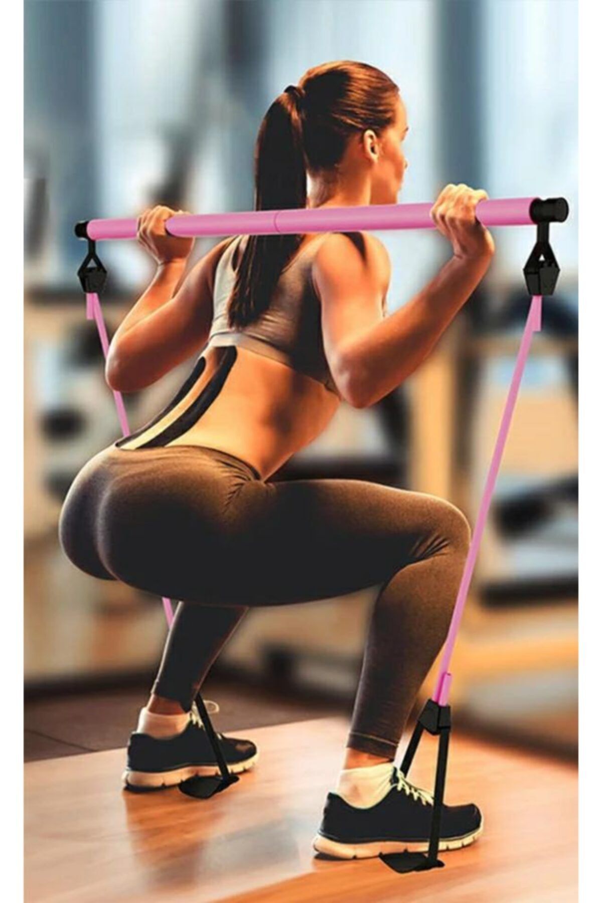 felix express Direnç Halatlı Pilates Çubuğu