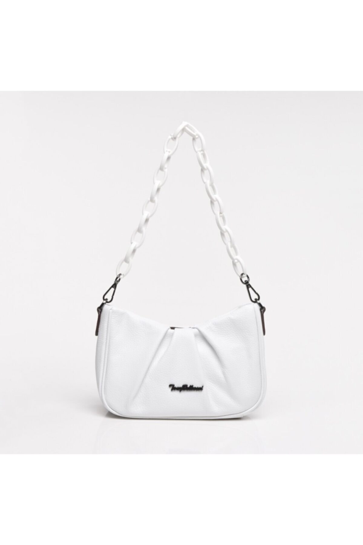 Hotiç Hakiki Deri Beyaz Kadın Mini (çapraz) Çanta