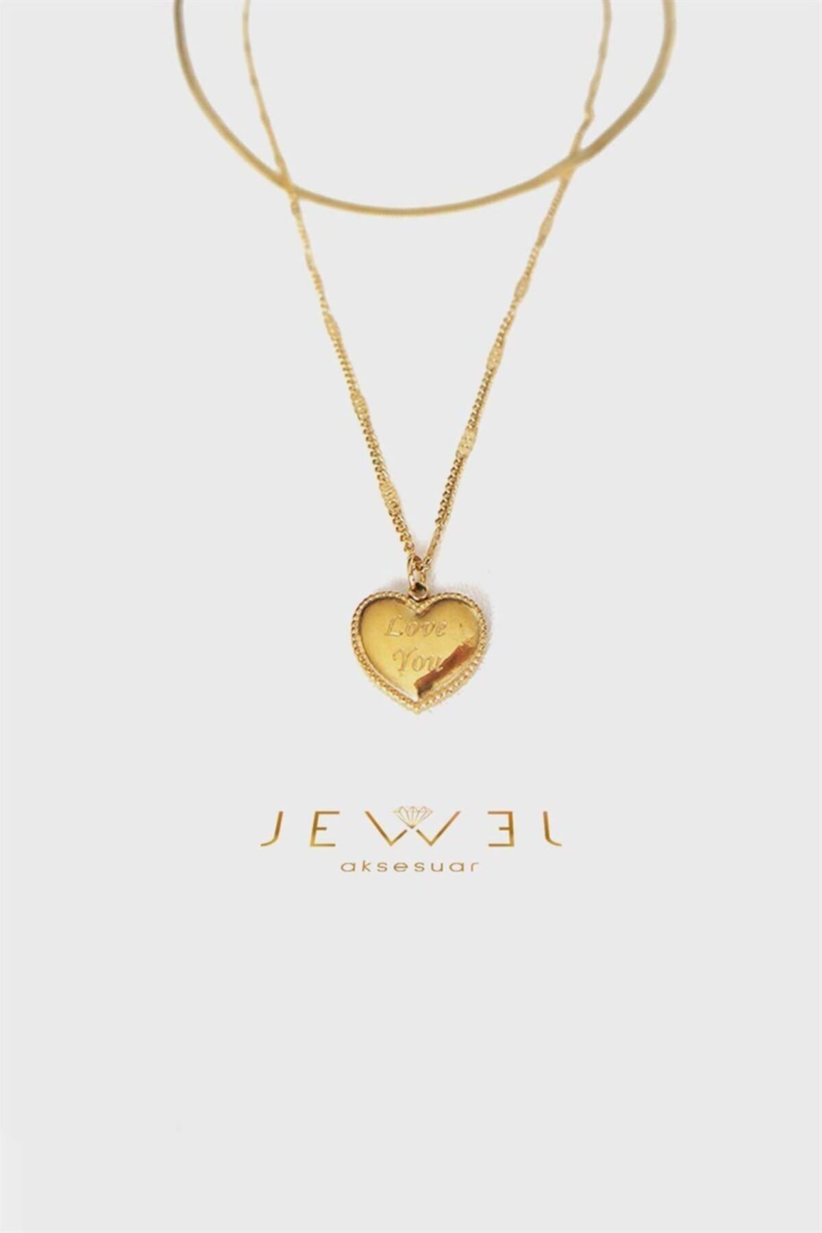 Jewel Love You Plaka Gold Altın Kaplama Kolye