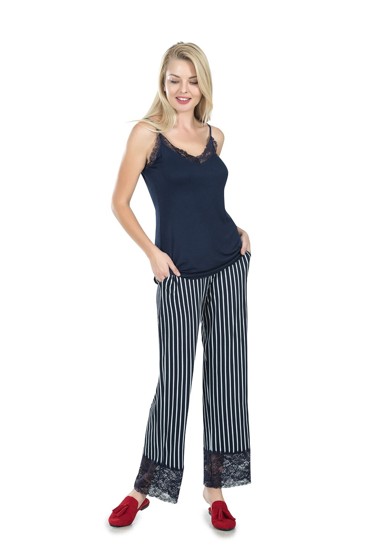 Jiber Kadın Dantelli Pijama Takımı Jbr-3703