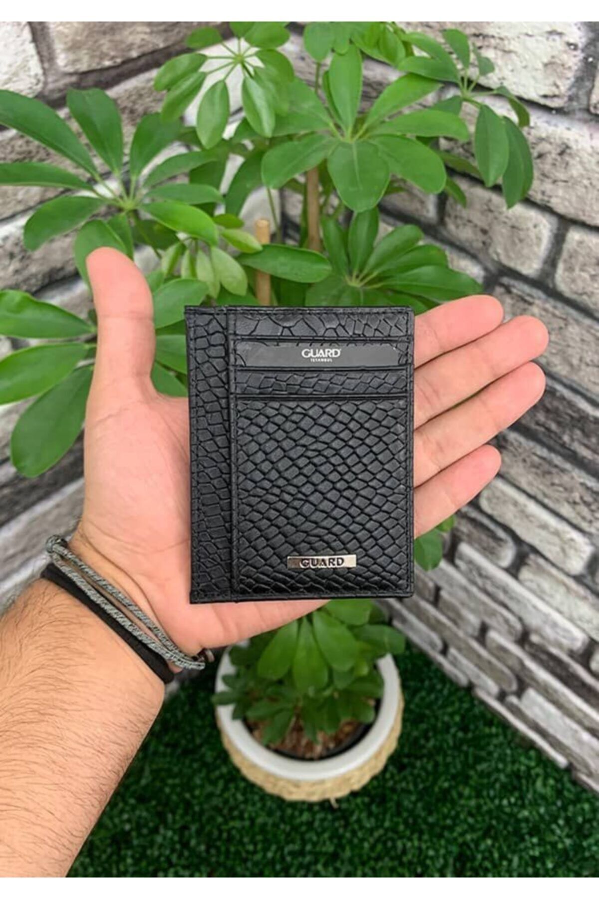 Guard Leather Guard Siyah Piton Desenli Deri Kartlık
