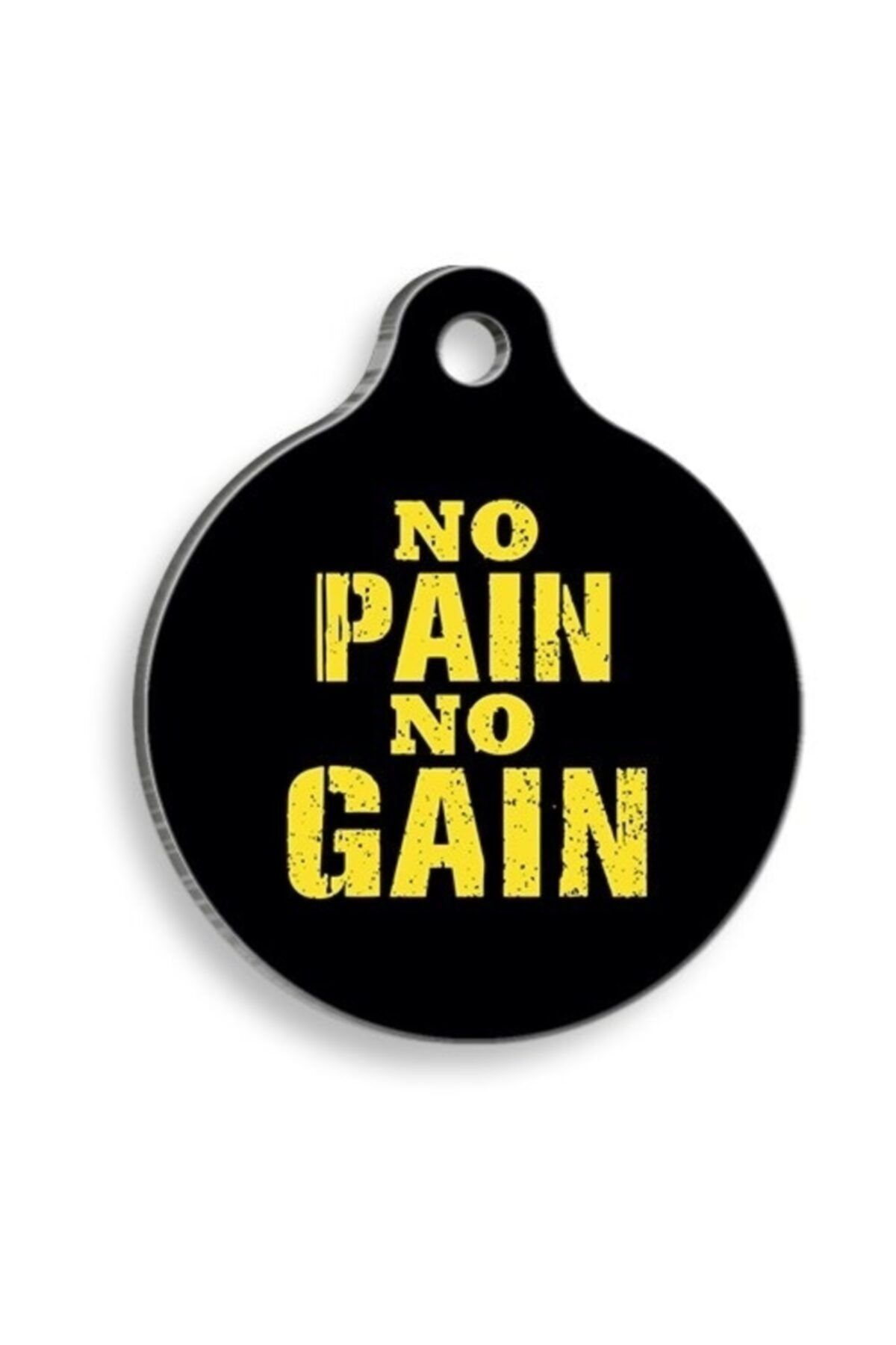 altın pati No Pain No Gain Yuvarlak Kedi Ve Köpek Künyesi