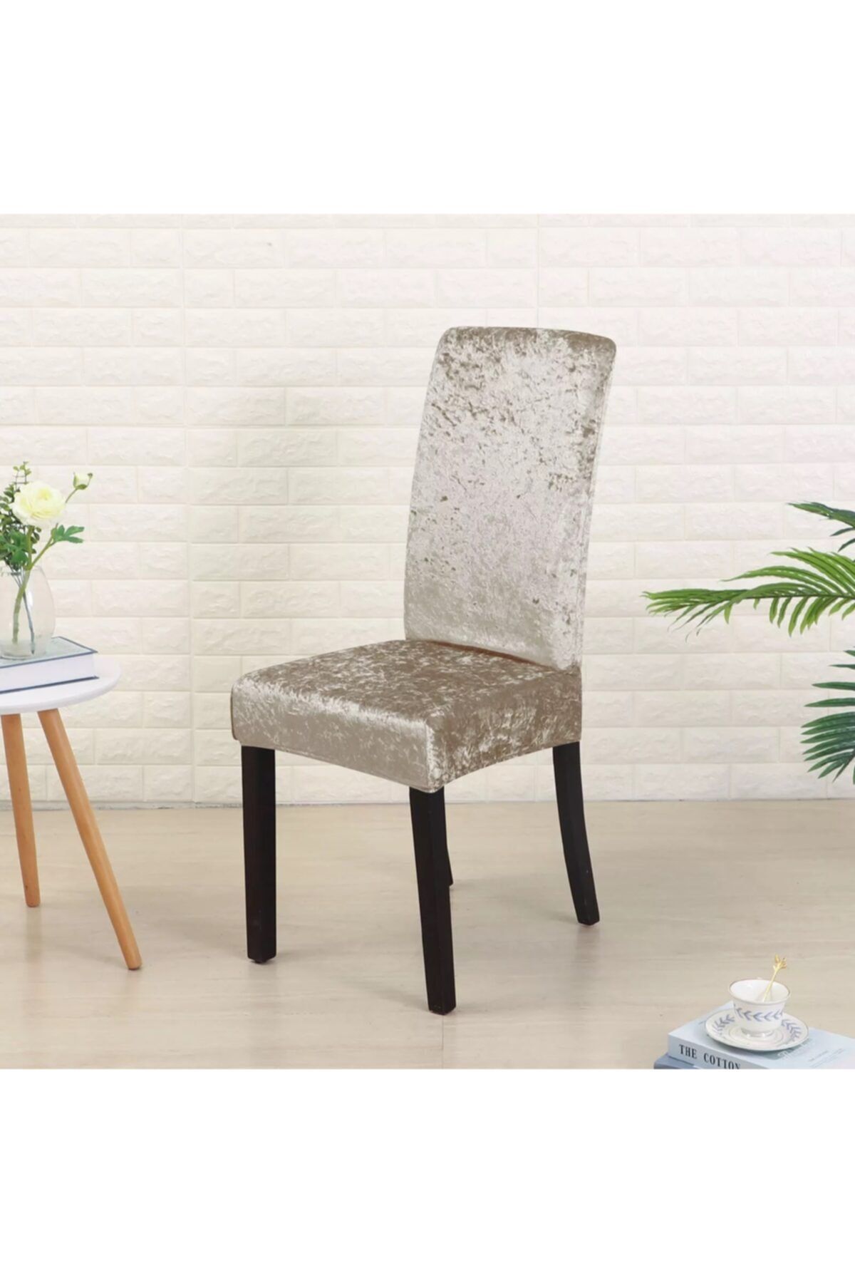 nurlan 6adet Kadife Sandalye Kılıfı Sandalye Örtüsü