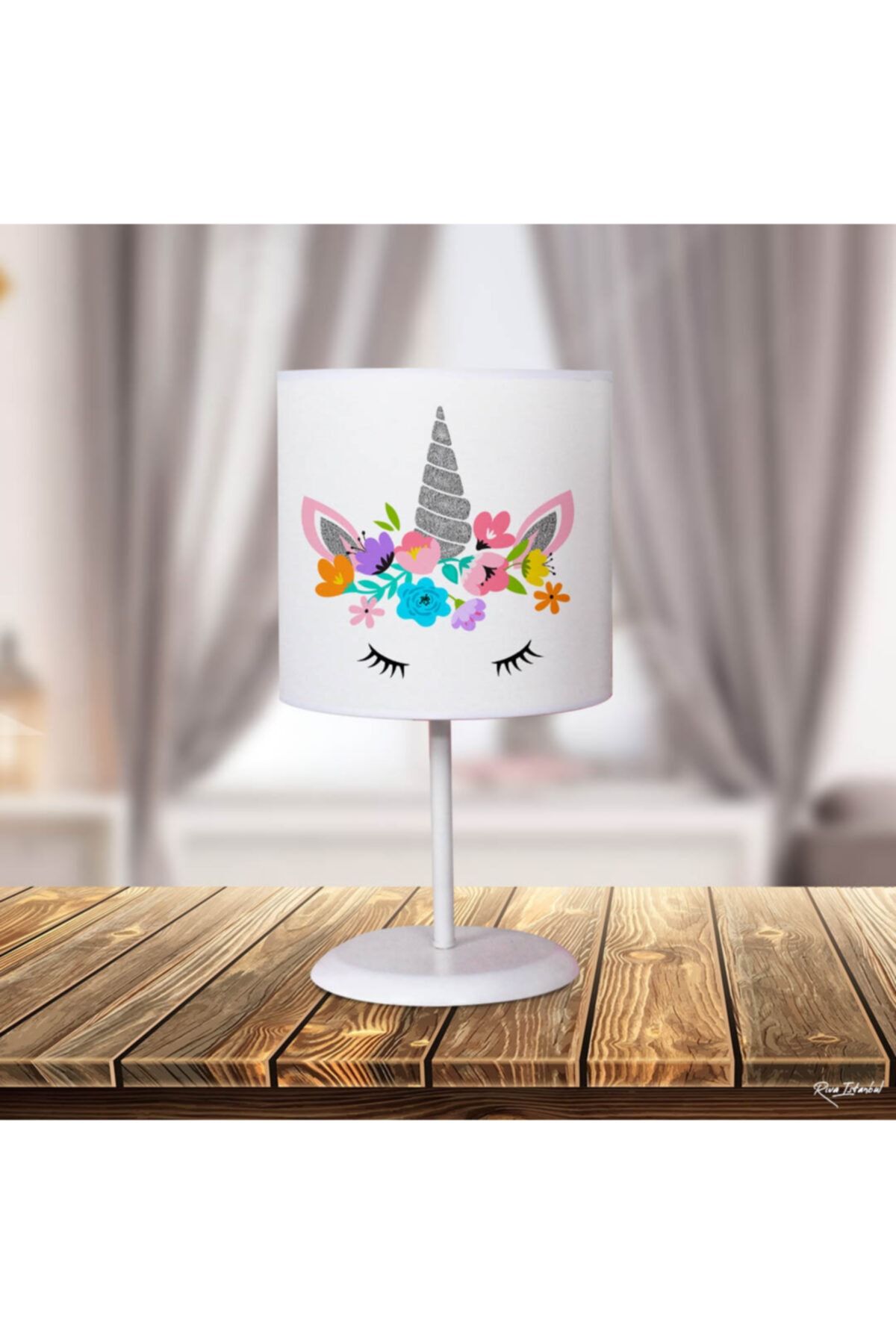 Beshick Gümüş Boynuzlu Unicorn Çocuk Odası Abajur