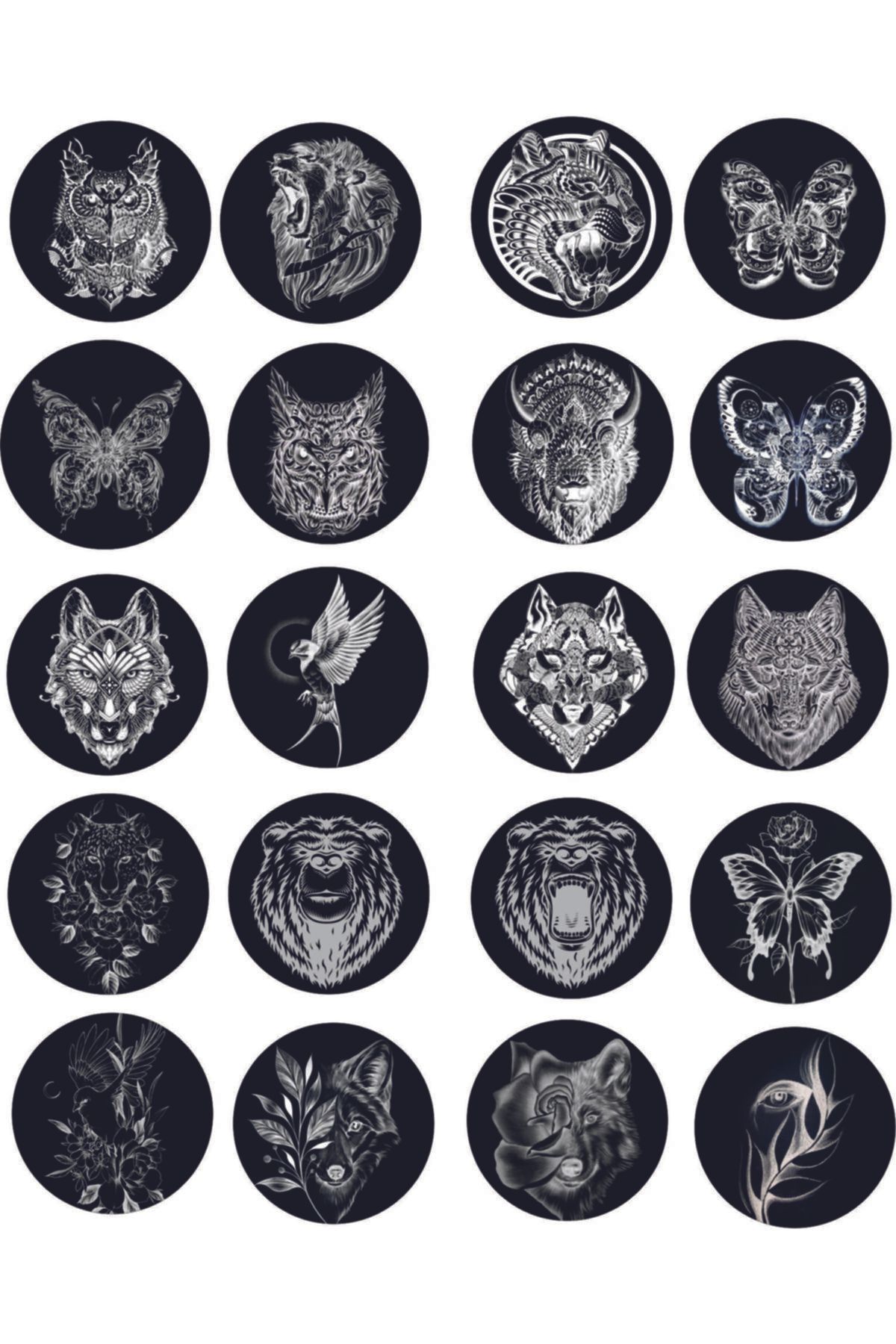 TELLGRAF Siyah-beyaz Hayvanlı Sticker (4x4 Cm)