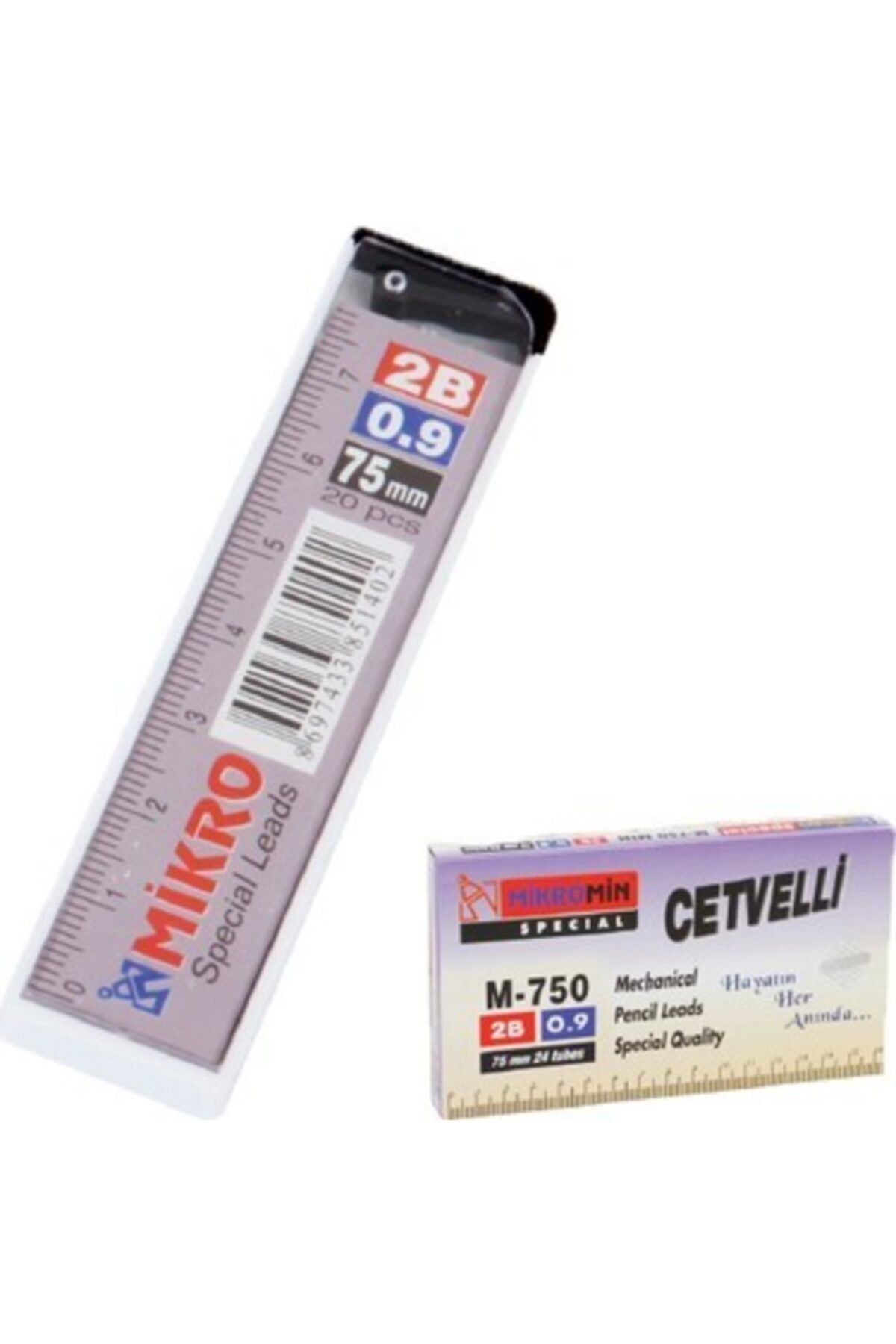 Mikro 0.9 Versatil Kalem Ucu Min Cetvelli 0.9 Mm 2b 75mm M-750 Cm09 24 Lü (1 Paket 24 Tüp)