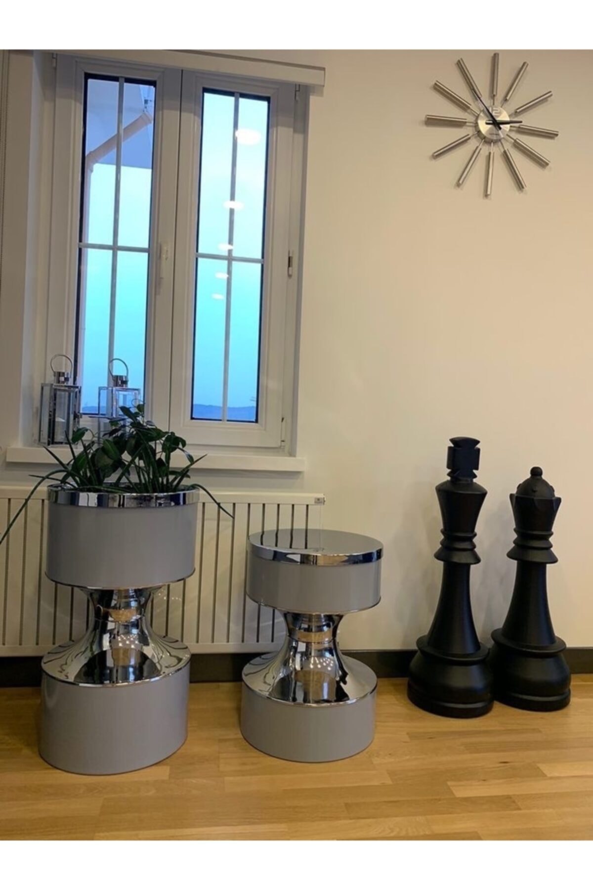 AresDecoration Paris Gri Gümüş 2li Set