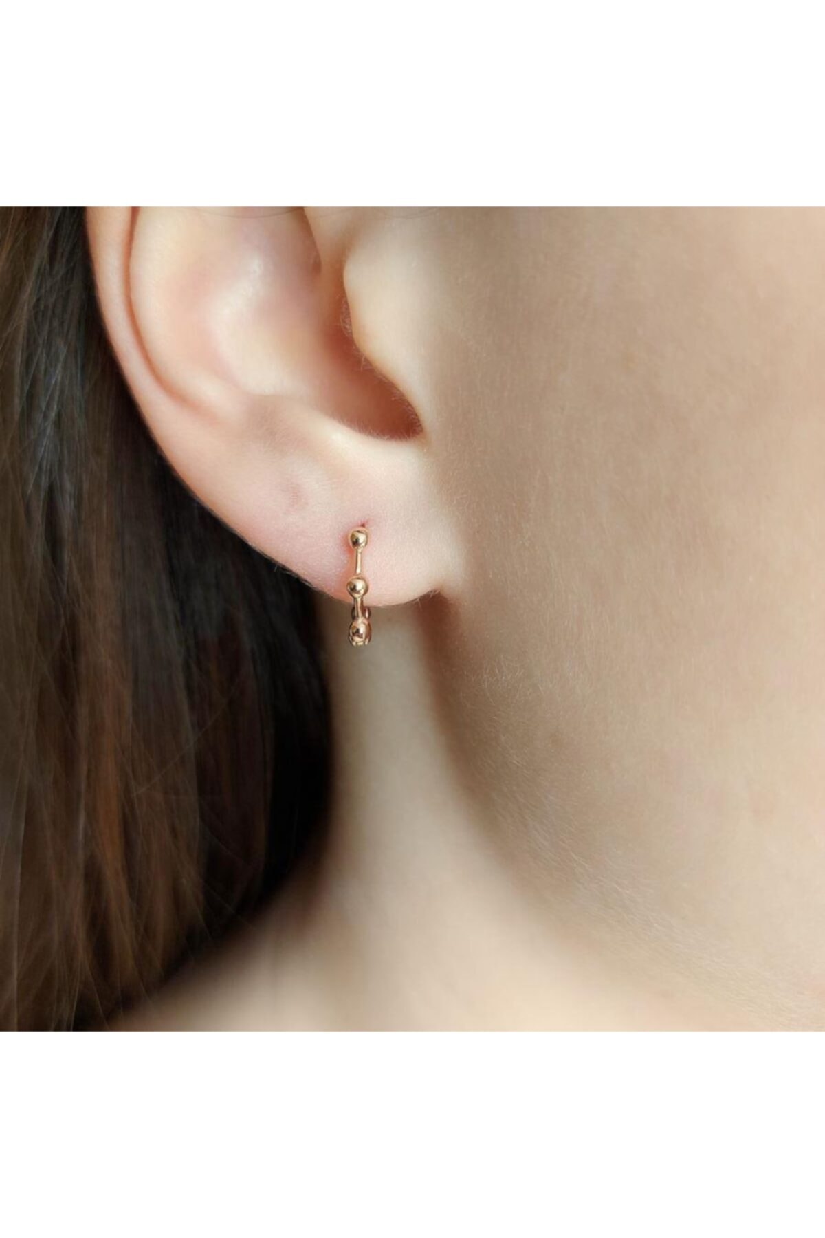 CNG Araları Top Küçük Halka Rose Gümüş Kadın Küpe