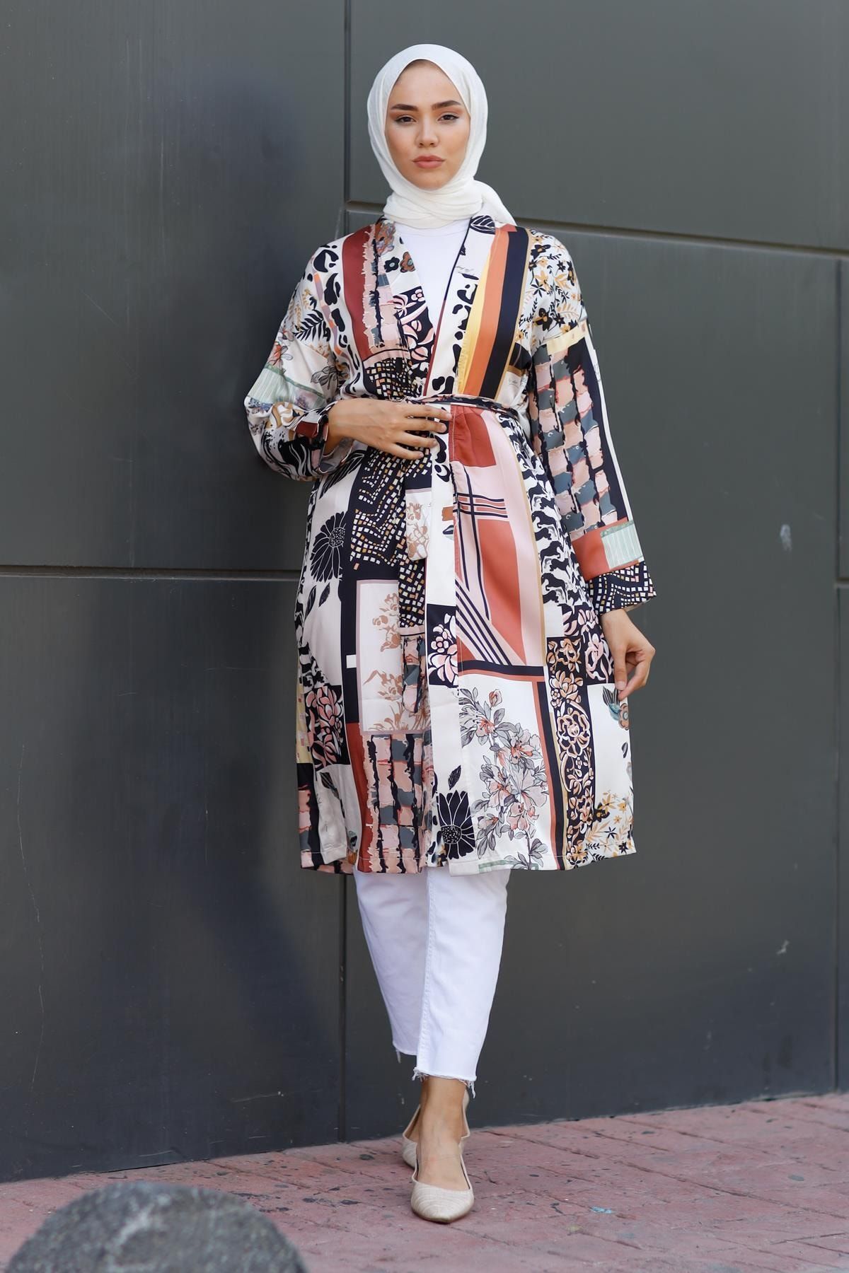 Moylin 1828 Desenli Kimono
