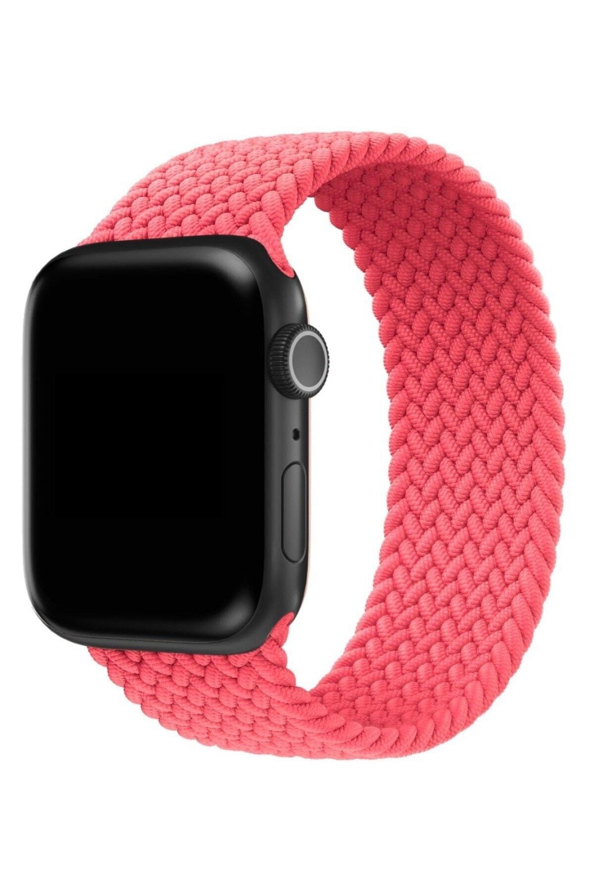 Hayal Kılıf Pembe Limonata Apple Watch 1-2-3-4-5-6-se Uyumlu Solo Örme Loop Kordon 38-40mm