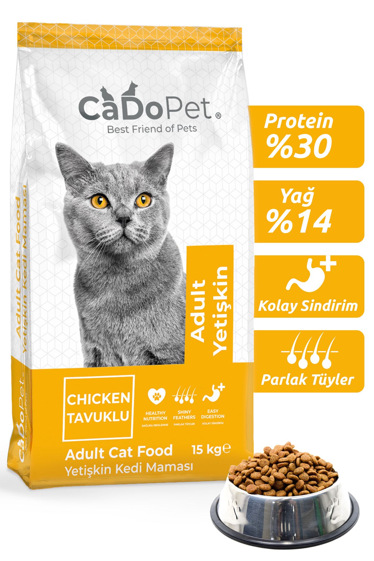 CaDoPet Kedi Maması Tavuklu15 Kg Premium - Pr...