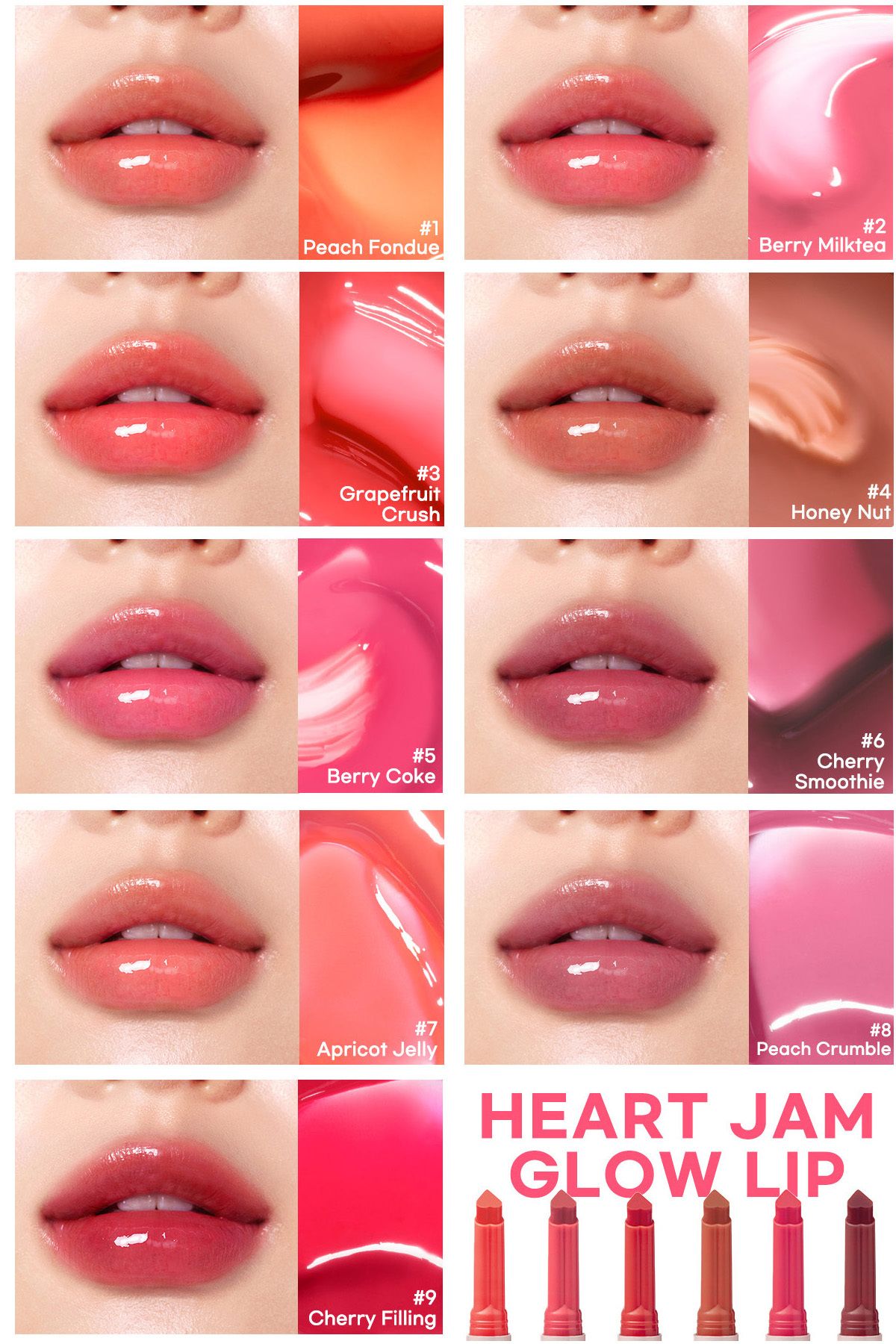 Yoğun Nemlendirici, Parlak Bitişli Balm Peripera Heart Jam Glow Lip 9Cherry Filling Lucky Lottery