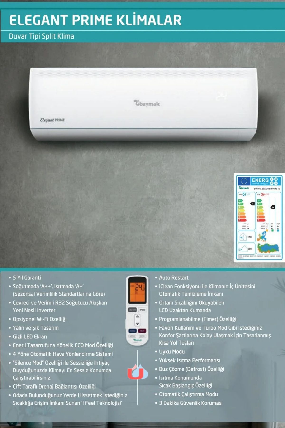 MONTAJDAHİL) Elegant Plus Uv 18000 Btu A Inverter Klim