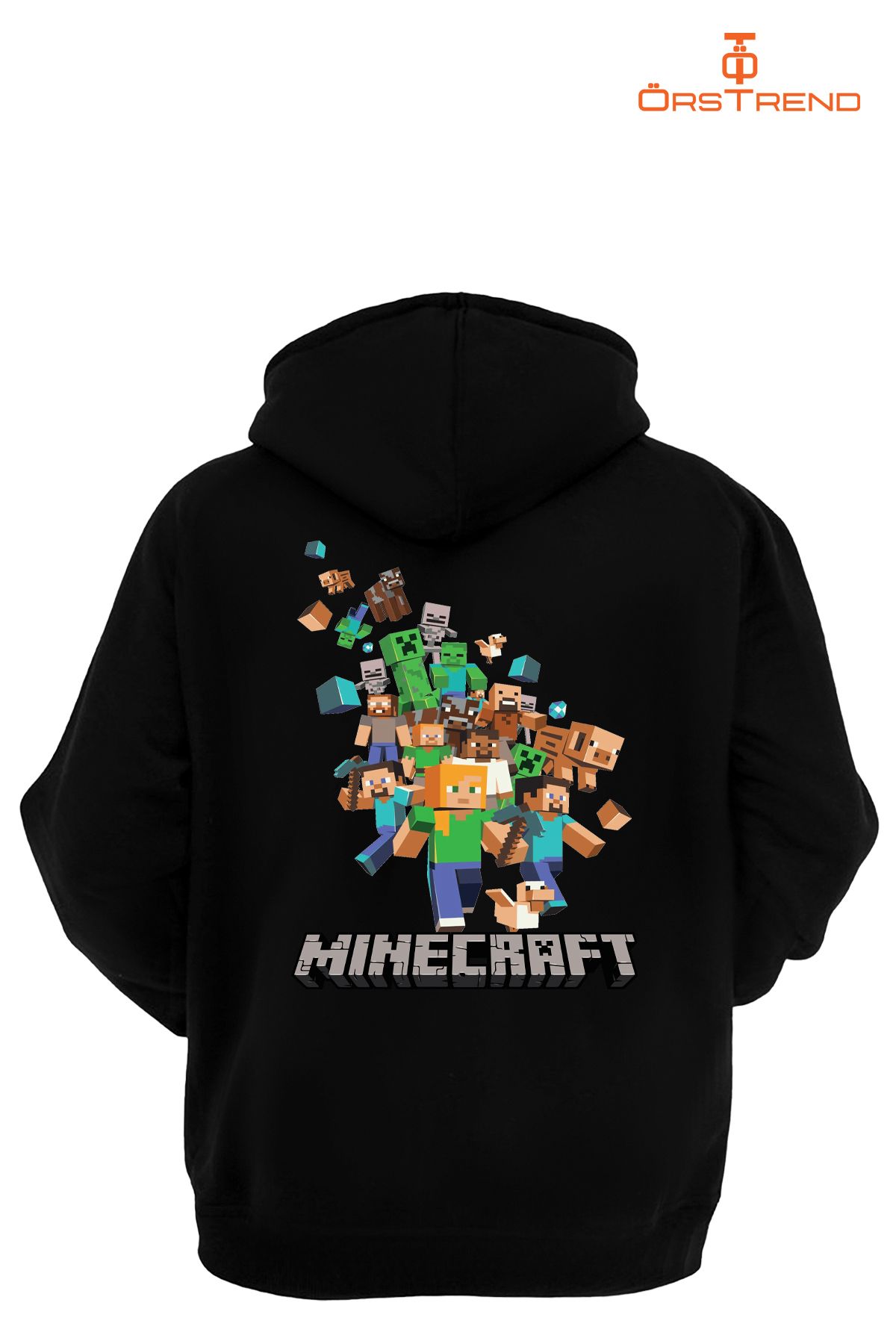 Minecraft Baskılı Unisex Kapşonlu Sweatshirt