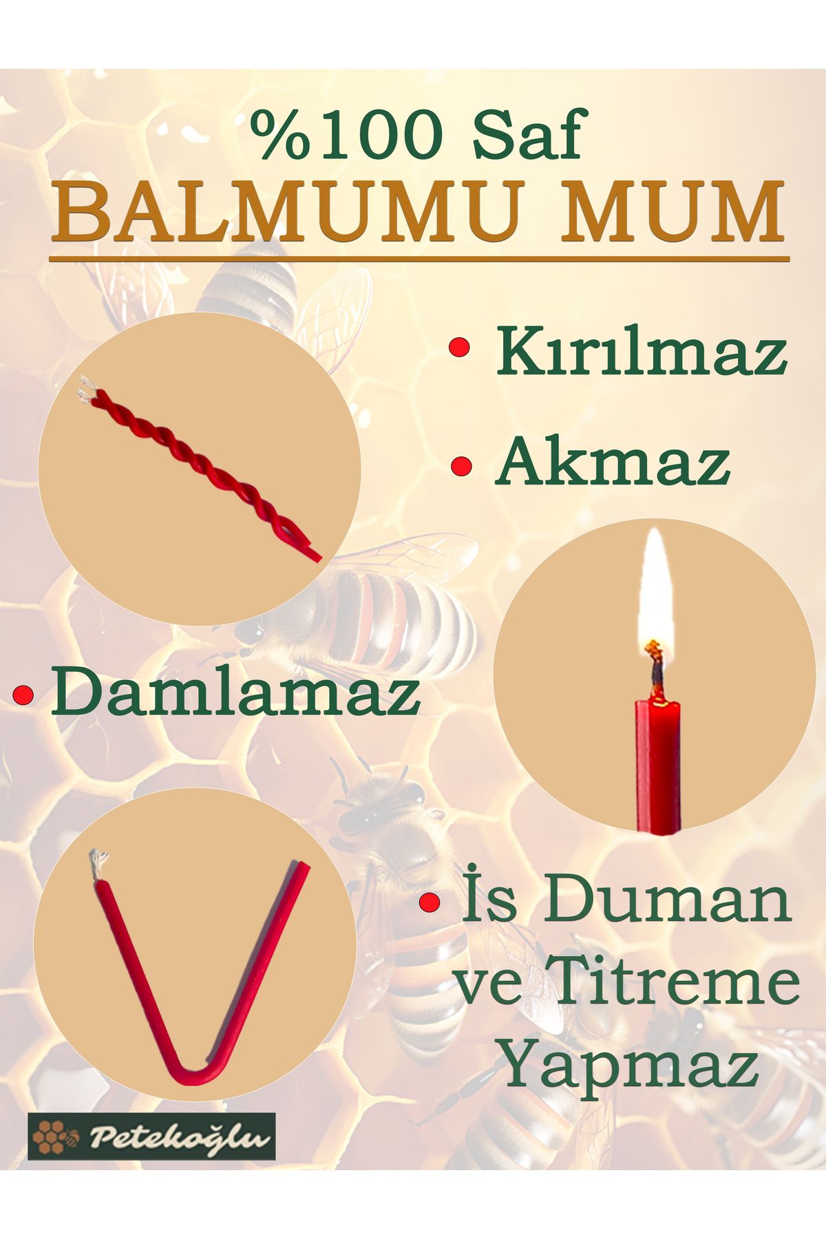 Balmumu Mum 100 Adet Dilek Mumu Doğal Petek Ritüel Parti Mumu Doğum Günü Yeni Yıl Beeswax