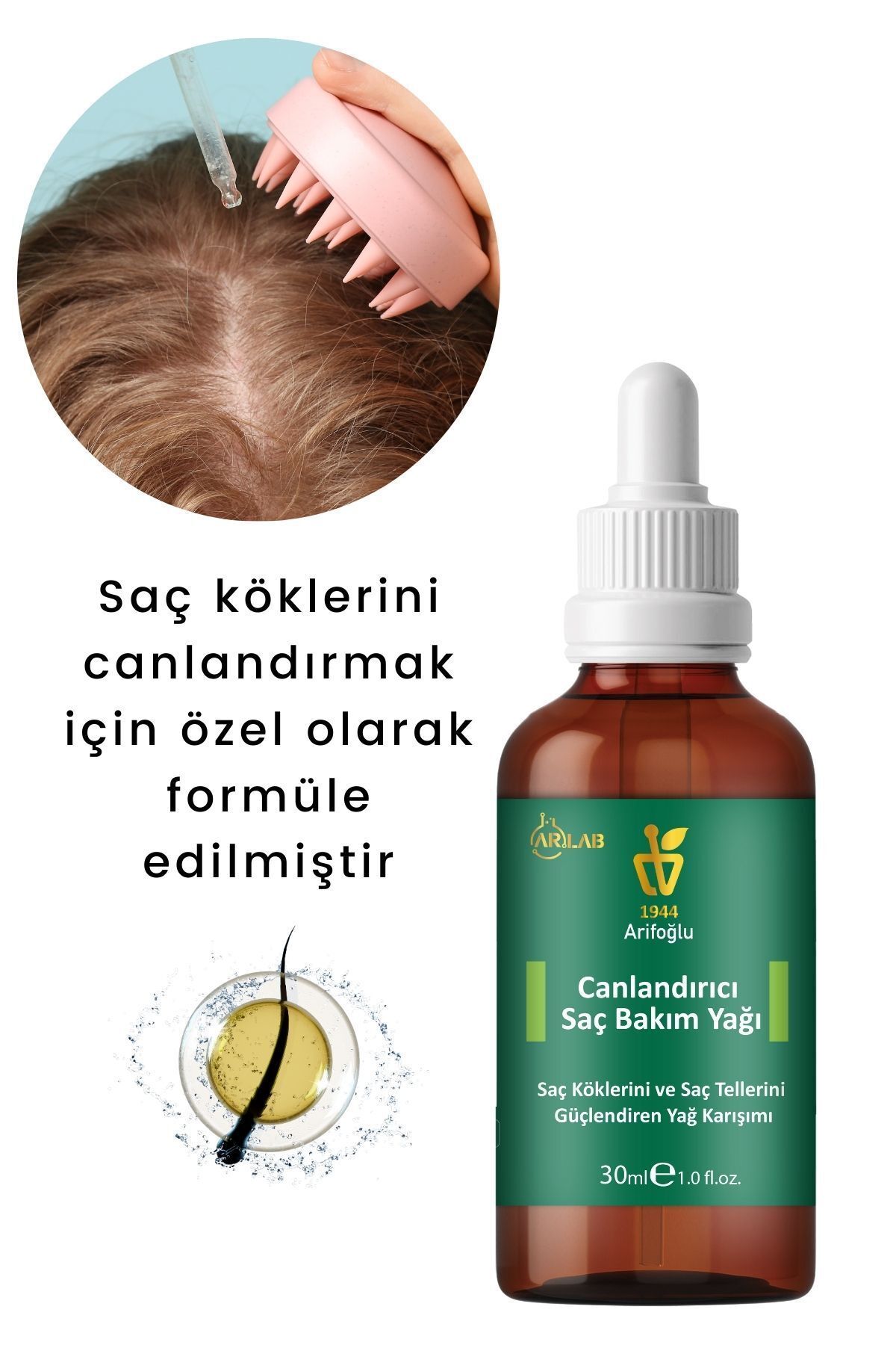 Canlandırıcı Saç Bakım Yağı 30ml - Saç Köklerini Ve Saç Tellerini Güçlendiren Yağ Arlab