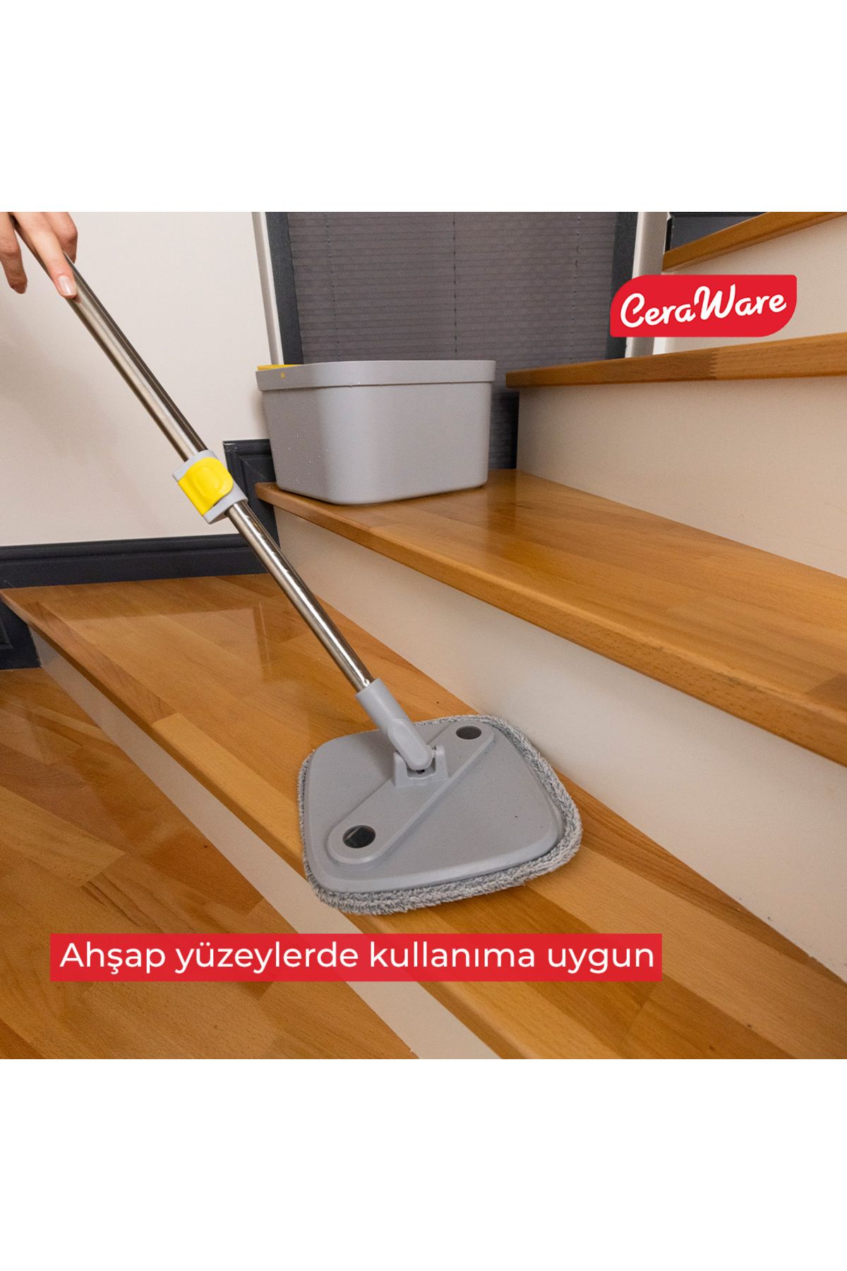 Temiz ile Kirli Suyu Ayıran Kare Mop +2 Yedek Bez Hediyeli Otomatik Hijyen Temizlik Seti