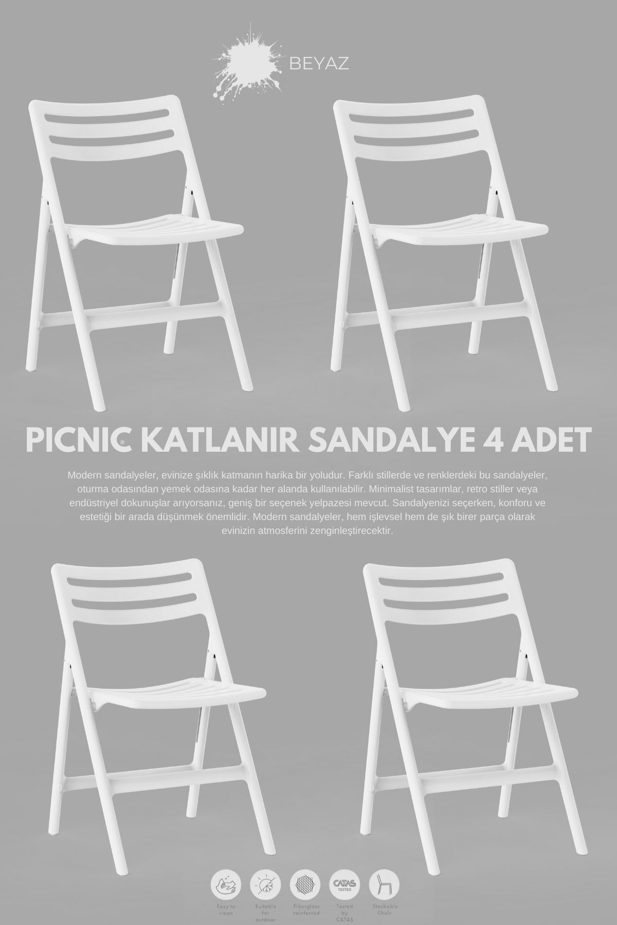 Daim Plastik PİKNİKKATLANABİLİR SANDALYE 4 Lü...