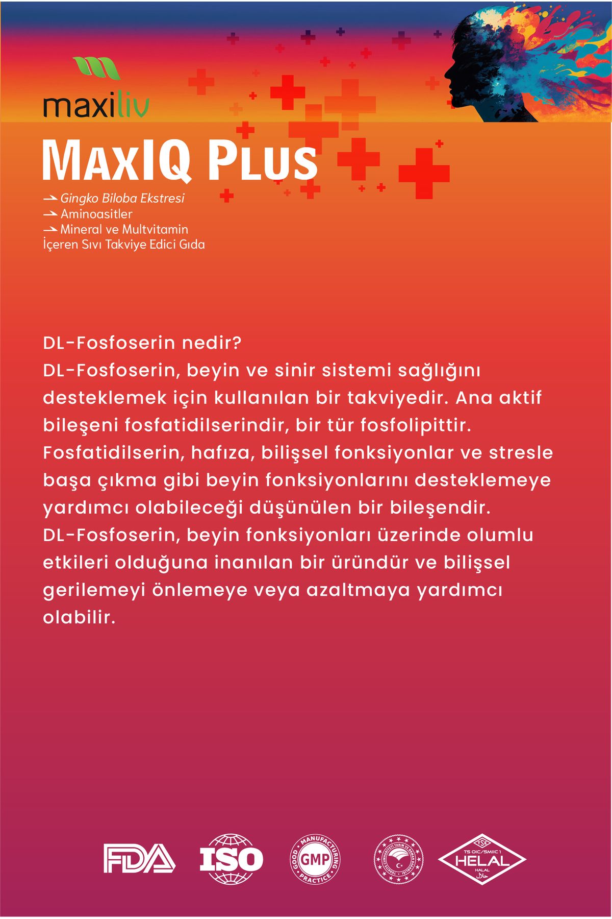 Gingko Biloba Ekstresi, Aminoasitler, Mineral ve Multvitamin İçeren Sıvı Takviye Edici Gıda