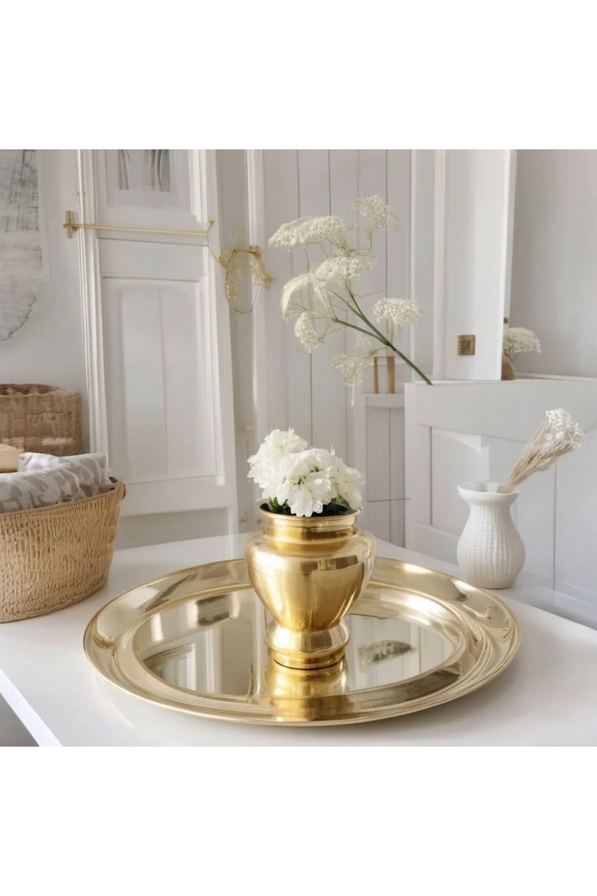 Sade Minimalist İskandinav Tarzı 10cm Seramik Gold Vazo