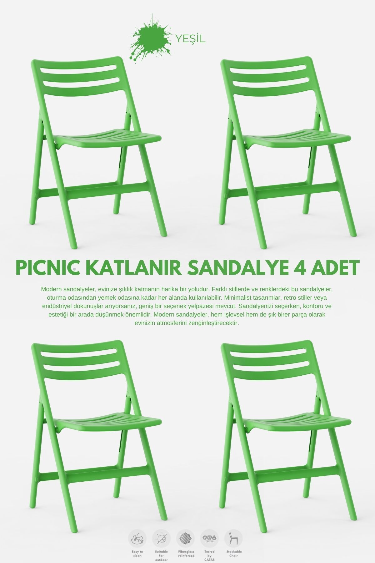 Daim Plastik PİKNİKKATLANABİLİR SANDALYE 4 Lü...