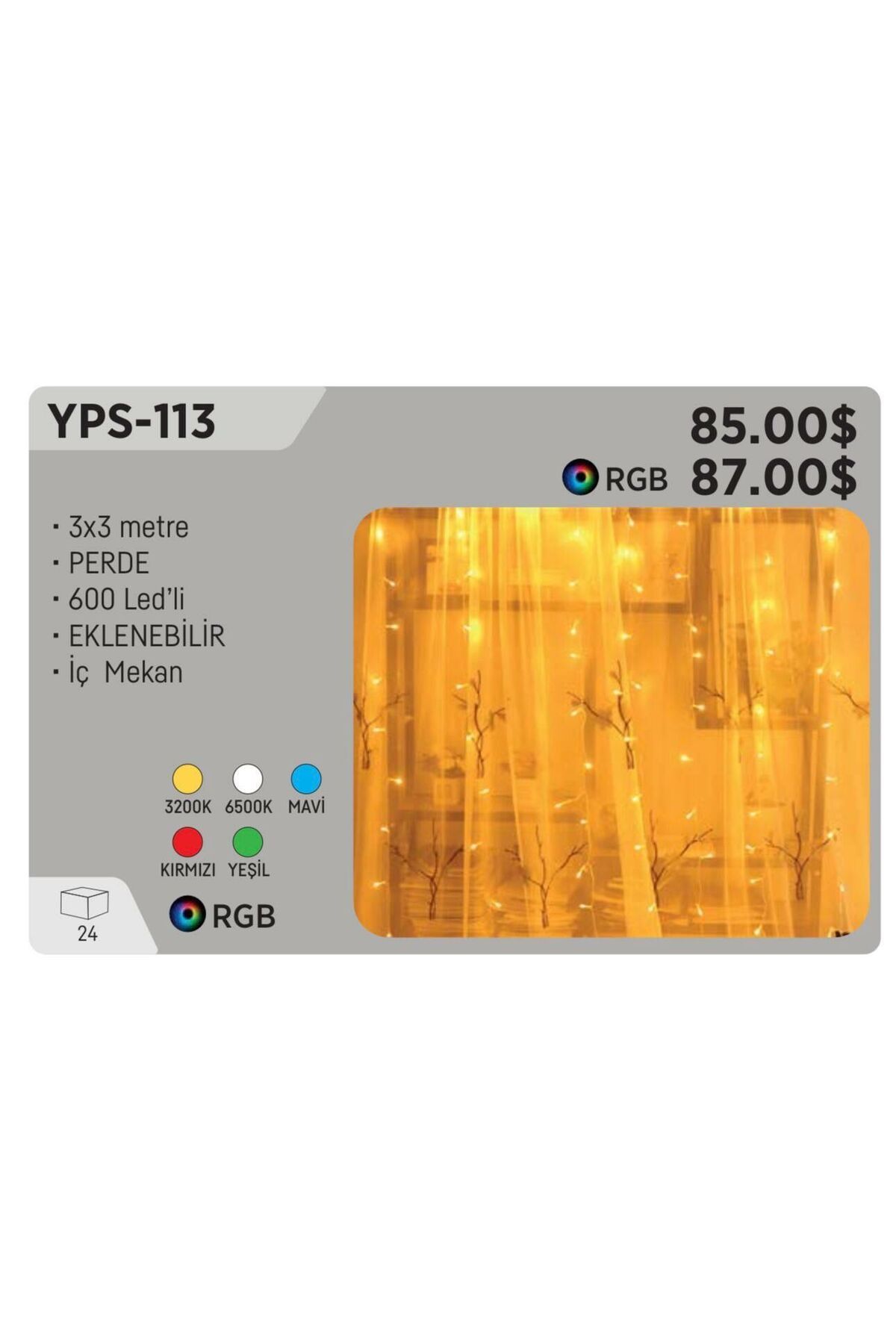 YCLYPS-113 RGB YILBAŞI SÜSÜPERDE LED 3x3 METR...