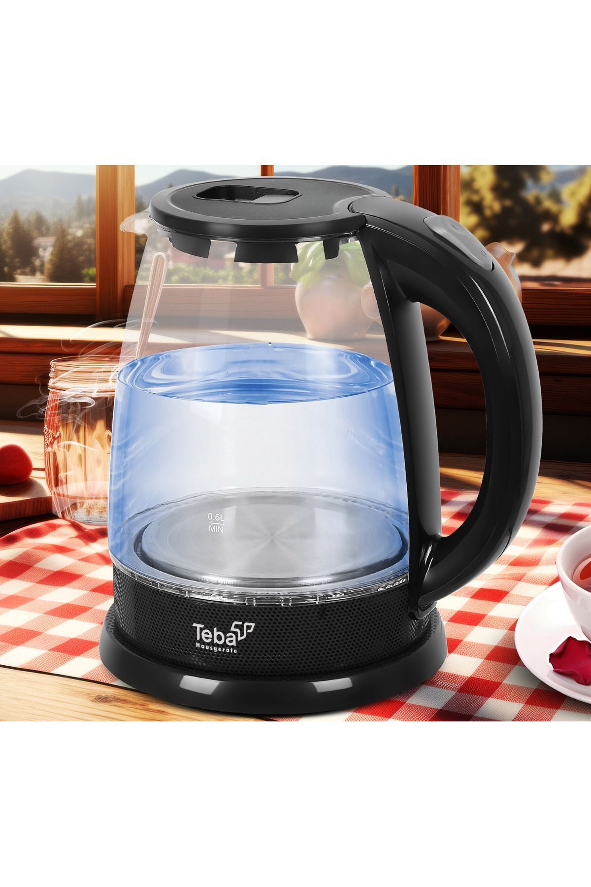 TebaTh-120 Işıklı Cam Kettle