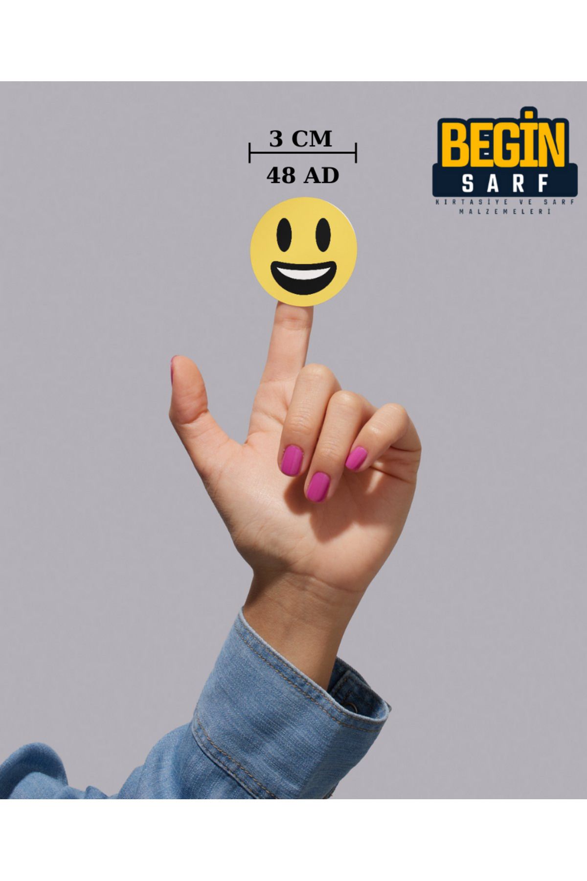 EMOJİ ETİKET STİCKER 3 CM 48 ADET