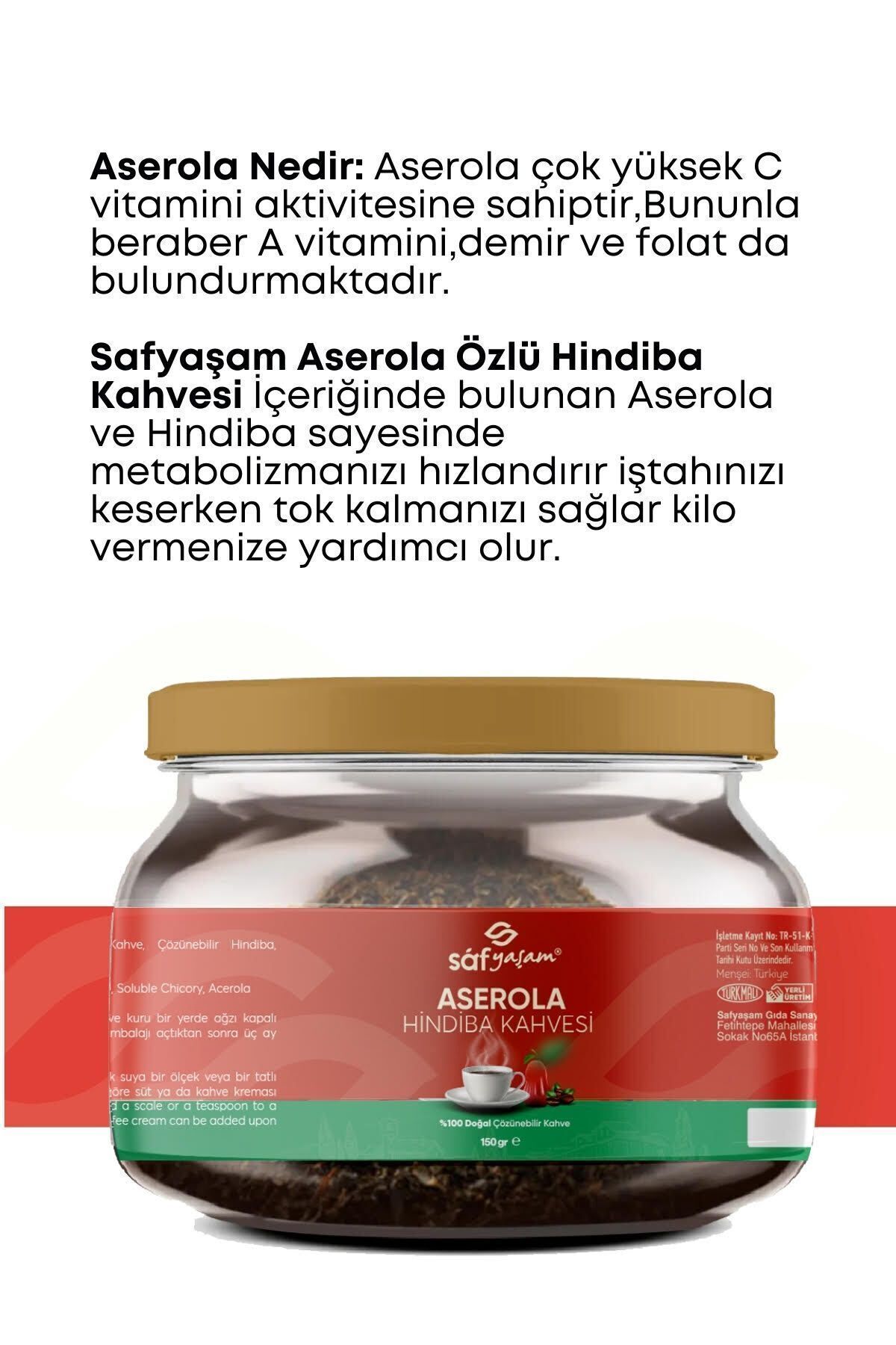 Hindiba Kahvesi Aserola Özlü Zayıflama Diyet Detox Kahve 1 Aylık (60 KULLANİM) Net 150gr