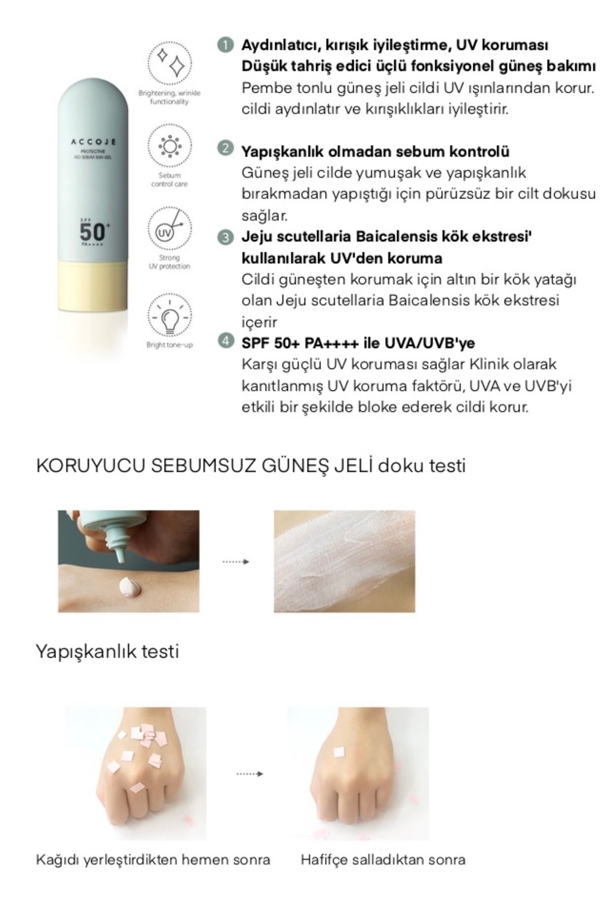 No Sebum Sun Gel SPF 50+ PA++++ - Kore’den Gelen Yağ Kontrolü & Yüksek Güneş Koruması