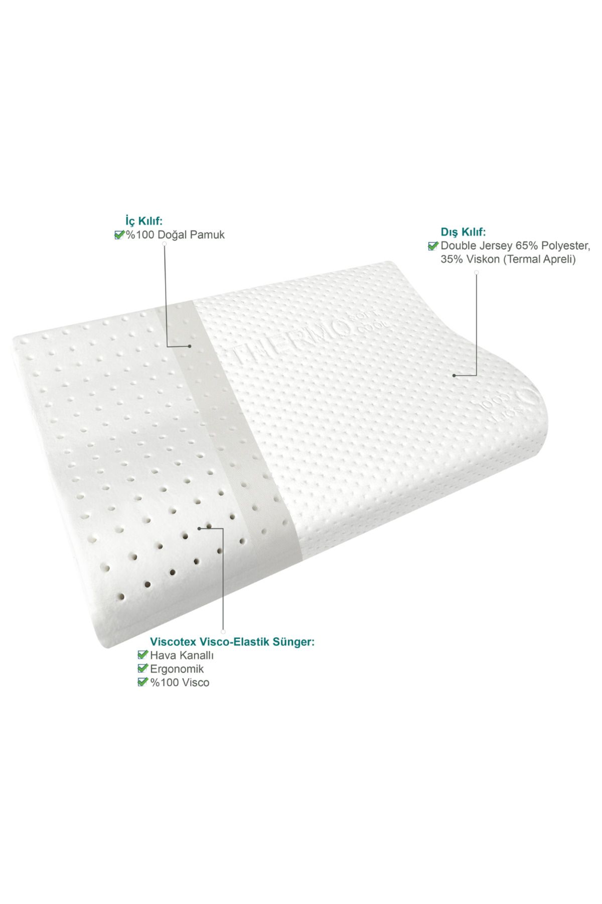 Ortopedik Boyun Destekli Yastık Orthopedic Pillow 60x40x10/8 cm