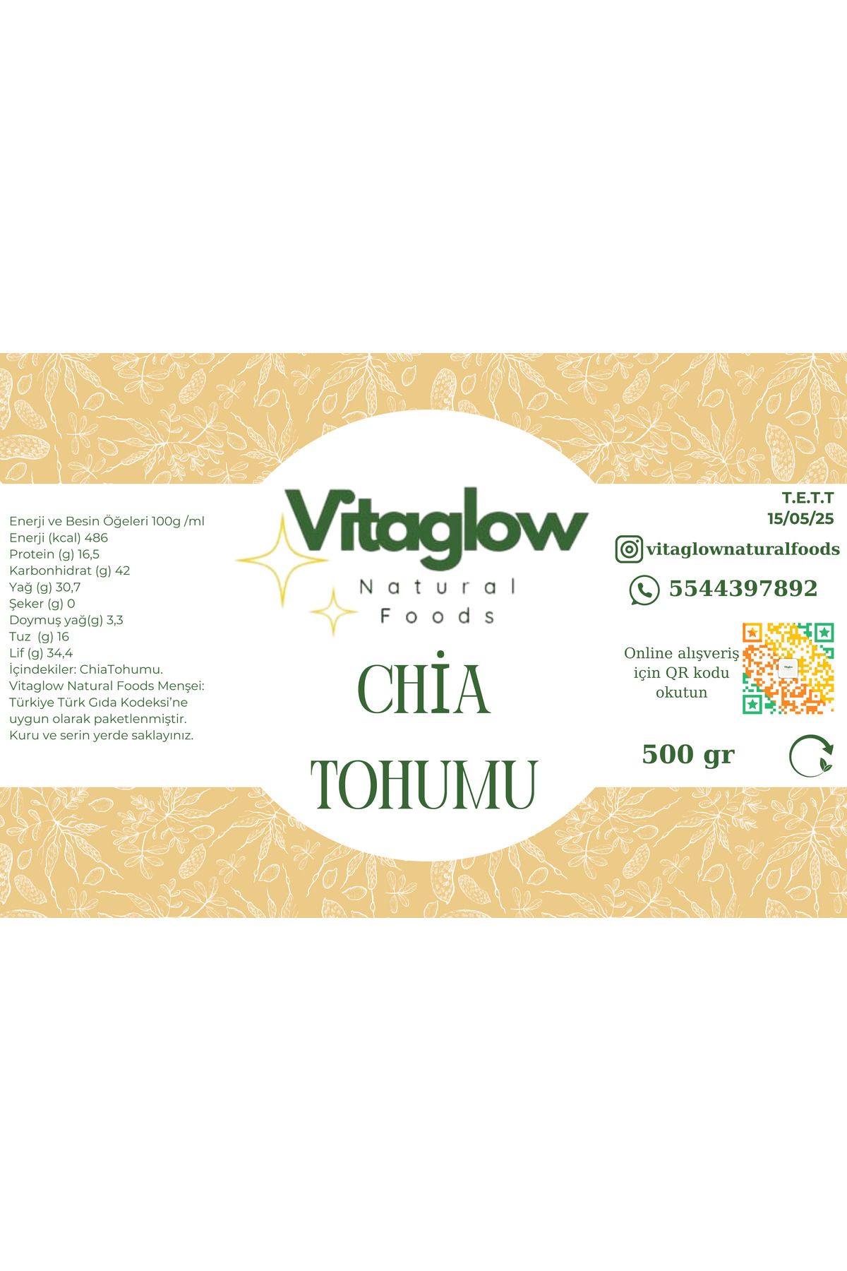 Chia Tohumu (500 GR.) Chia Seeds Sağlıklı Tohumlar