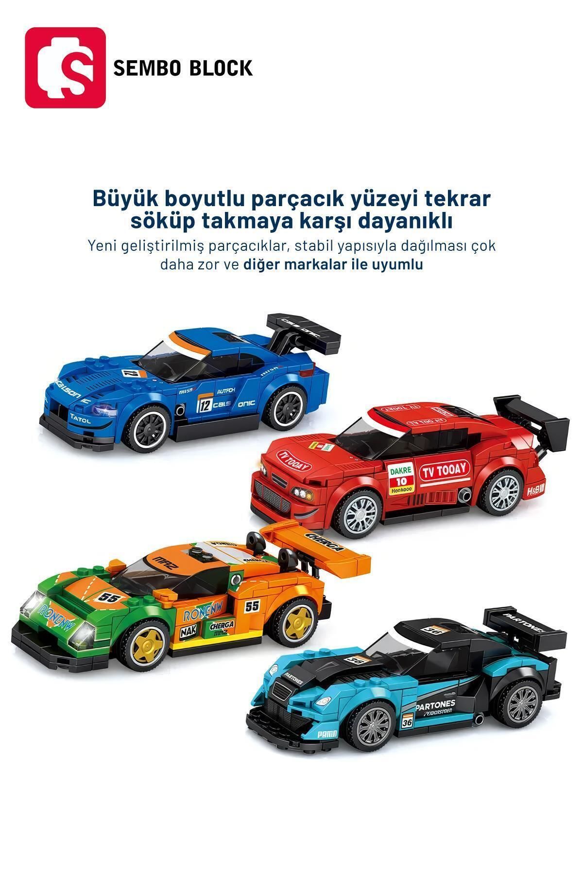 Famous Car Mavi Yarış arabası 196 Parça yapı blokları Legoile uyumlu (5071)