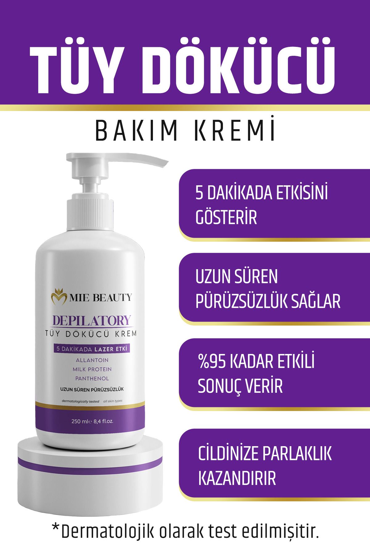 Lazer Etkili Tüy Dökücü Ve Tüy Azaltıcı Epilasyon Krem Tüm Cilt Tipleri Için (ÖZEL FORMÜL) 250 ml