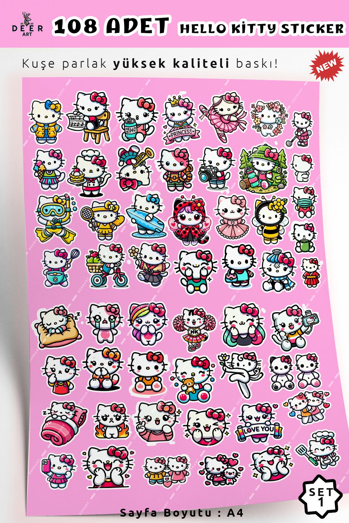 deer artHello Kitty StickerSeti - 108 Adet -...