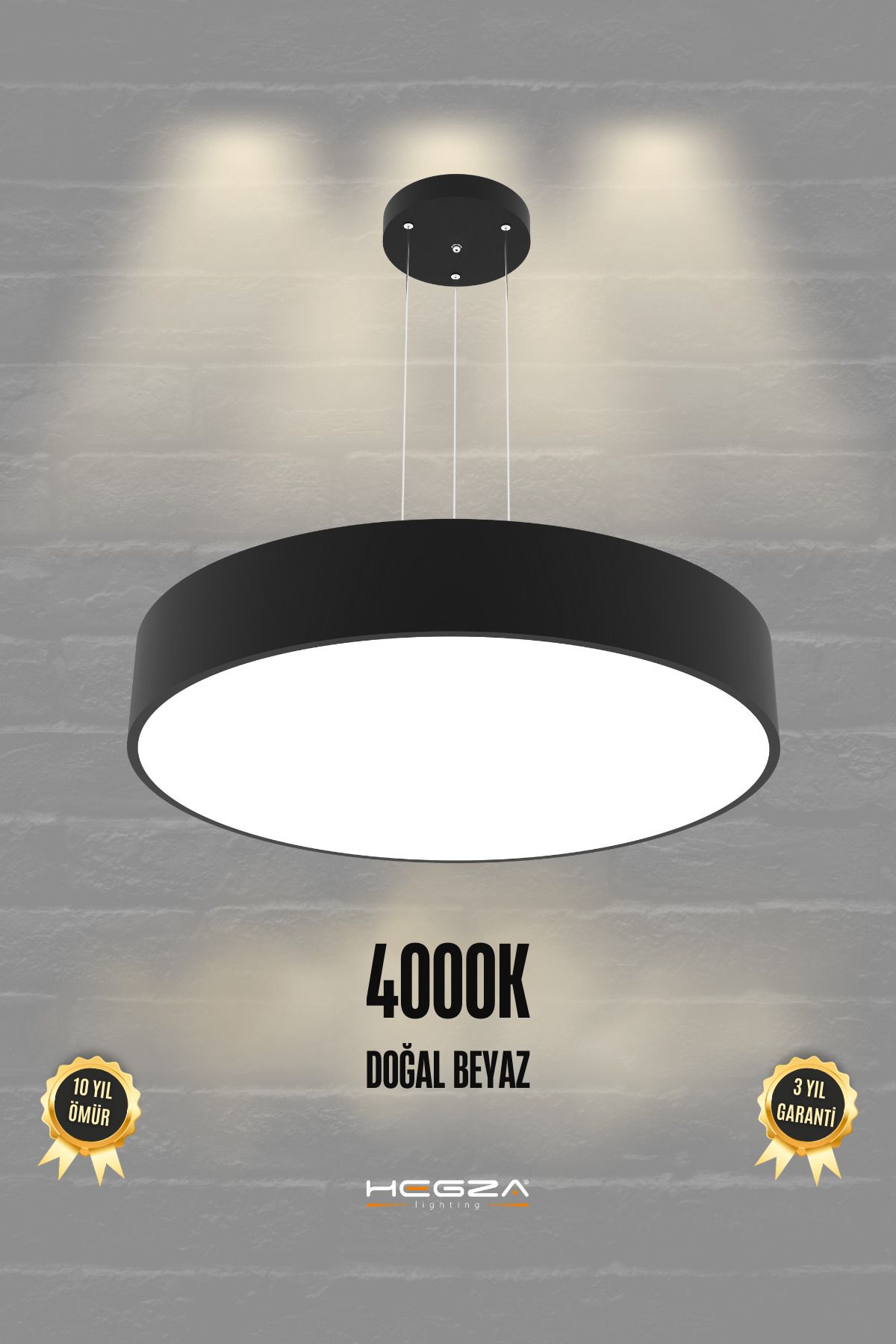 Hegza Lighting Drum 60cm (Siyah Kasa, Doğal B...