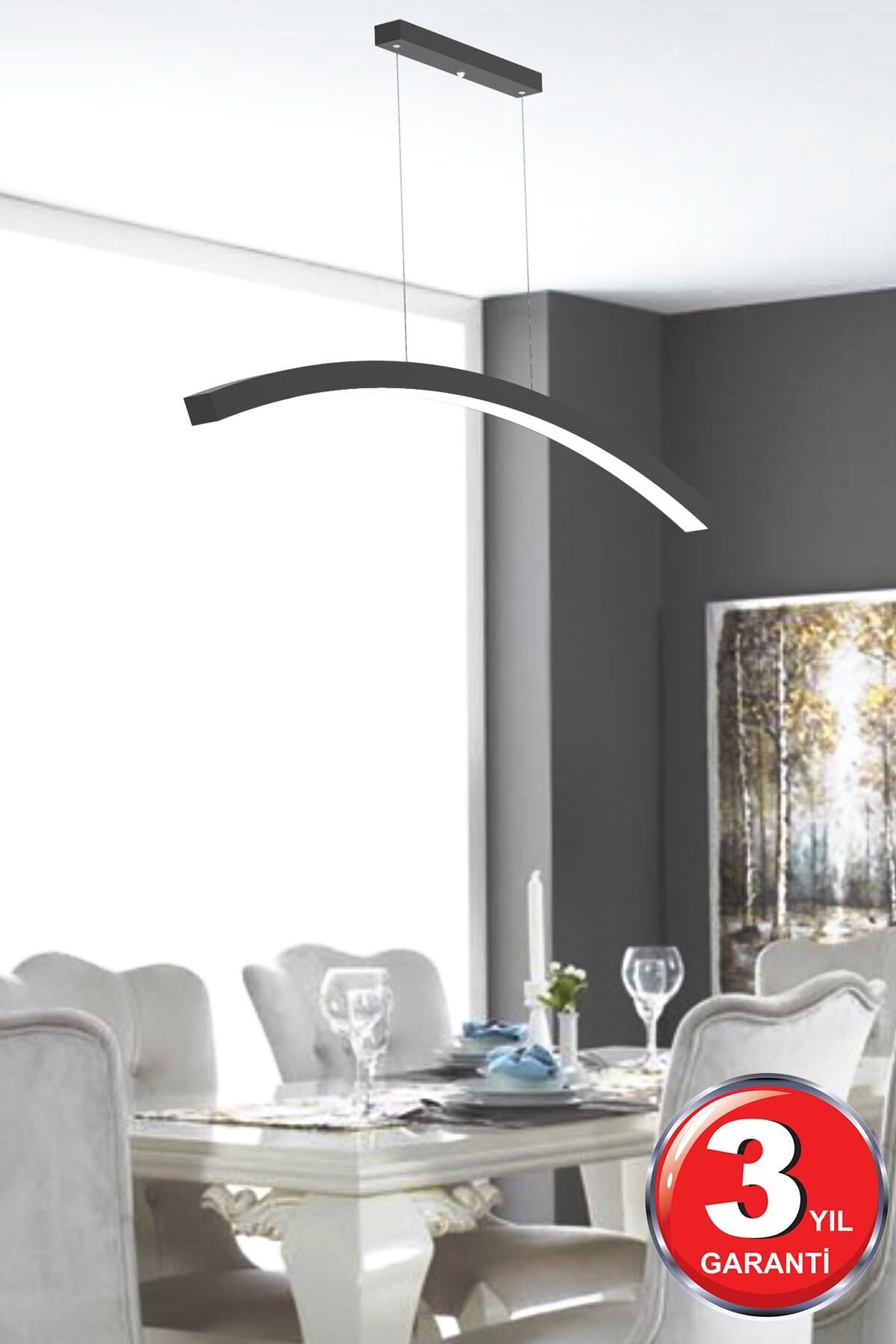 Luna ( Siyah Kasa, Sarı Işık ) Ledli Modern Led Avize, Salon, Mutfak, Oturma Yatak Odası, Sarkıt